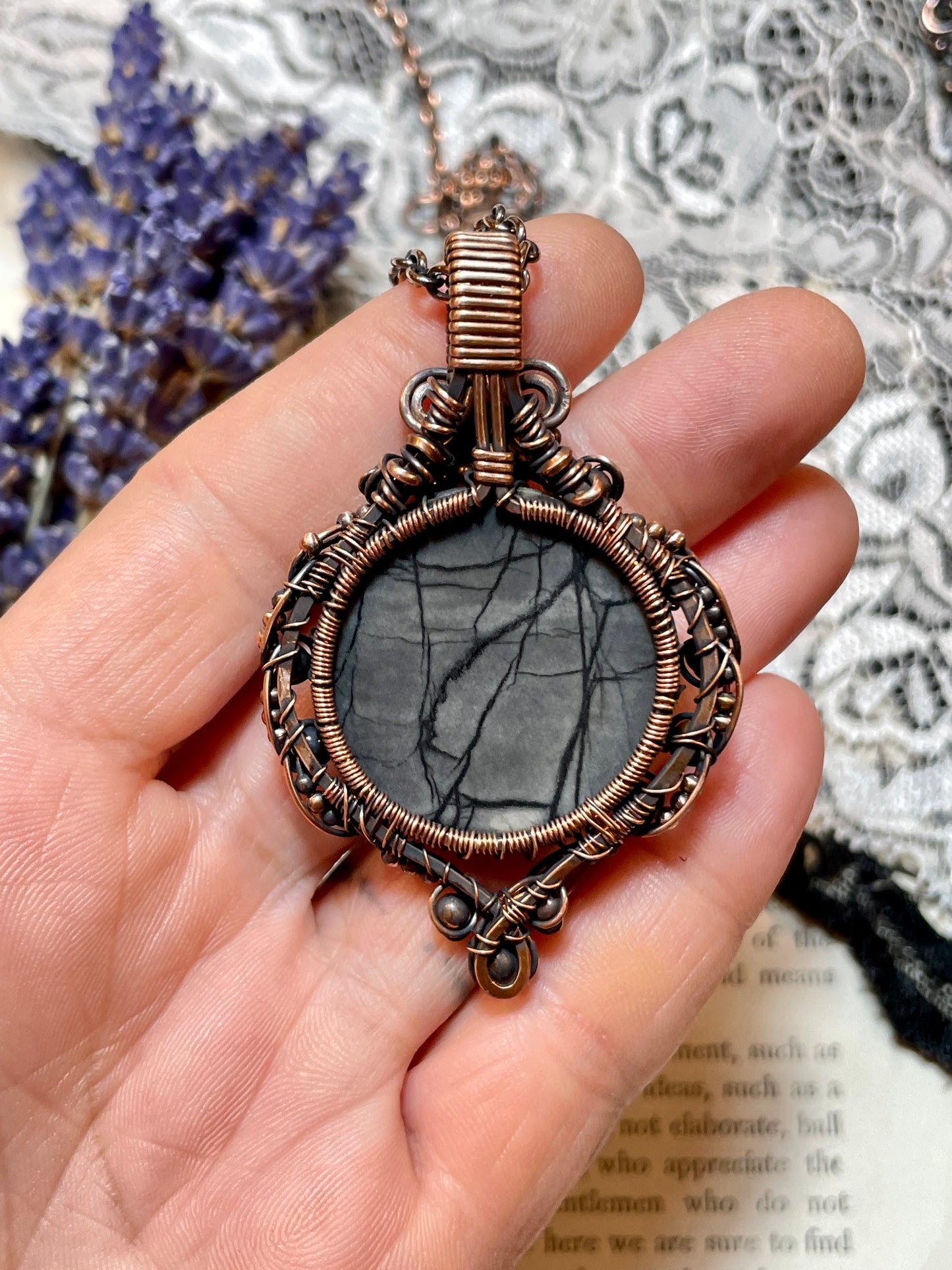 Picasso Jasper Tree of Life Amulet in Copper