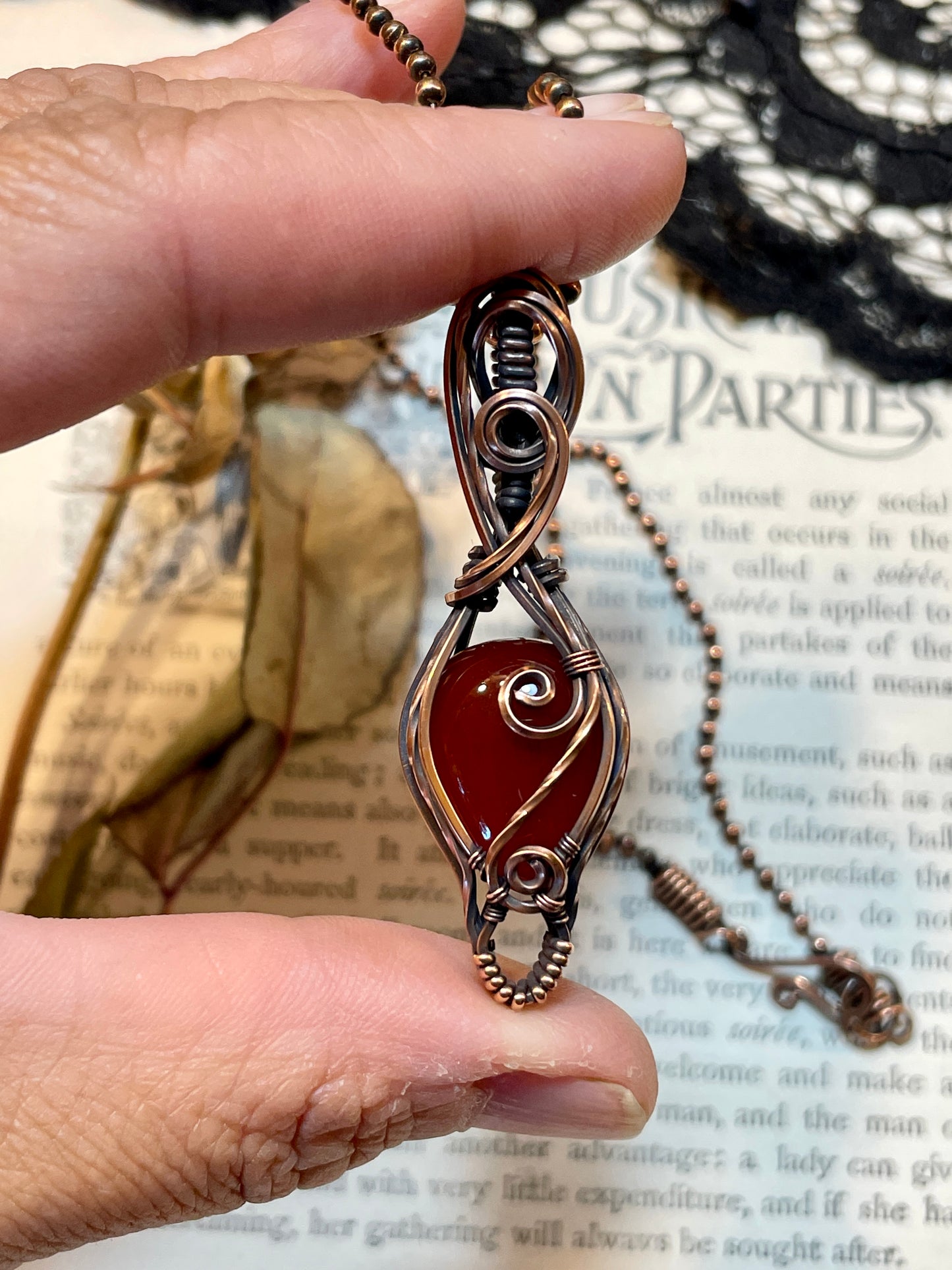 Carnelian Pendant in Copper