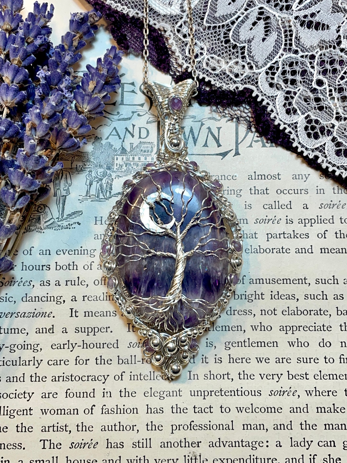 Amethyst Tree of Life Pendant in Sterling Silver