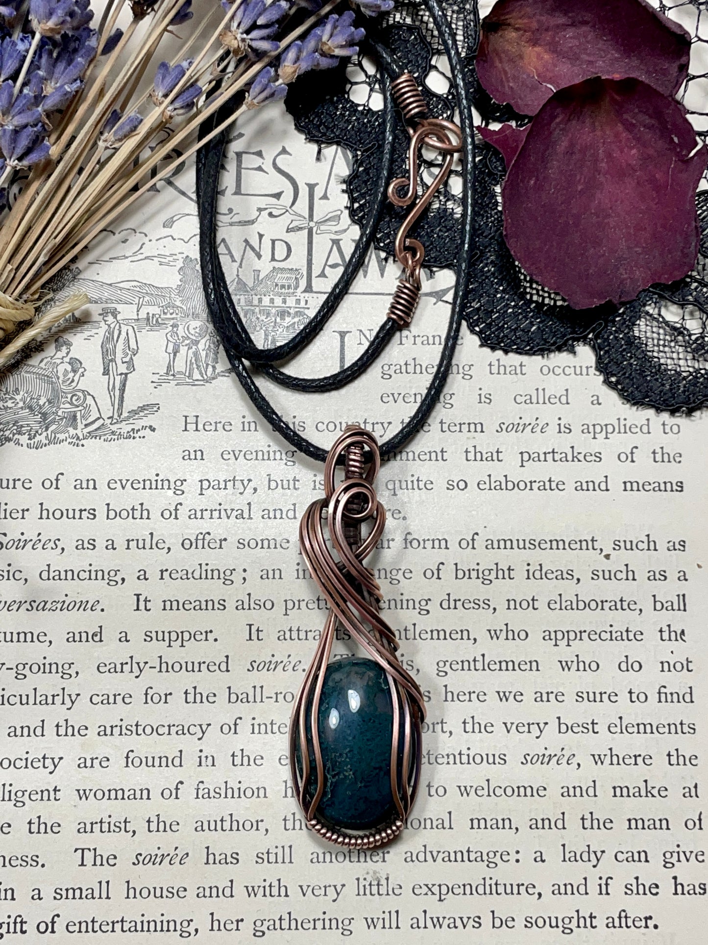 Moss Agate Pendant in Copper