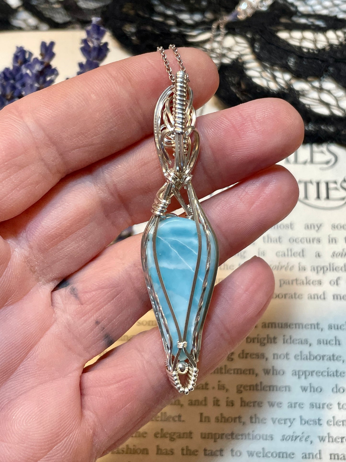 Larimar Pendant in Sterling Silver