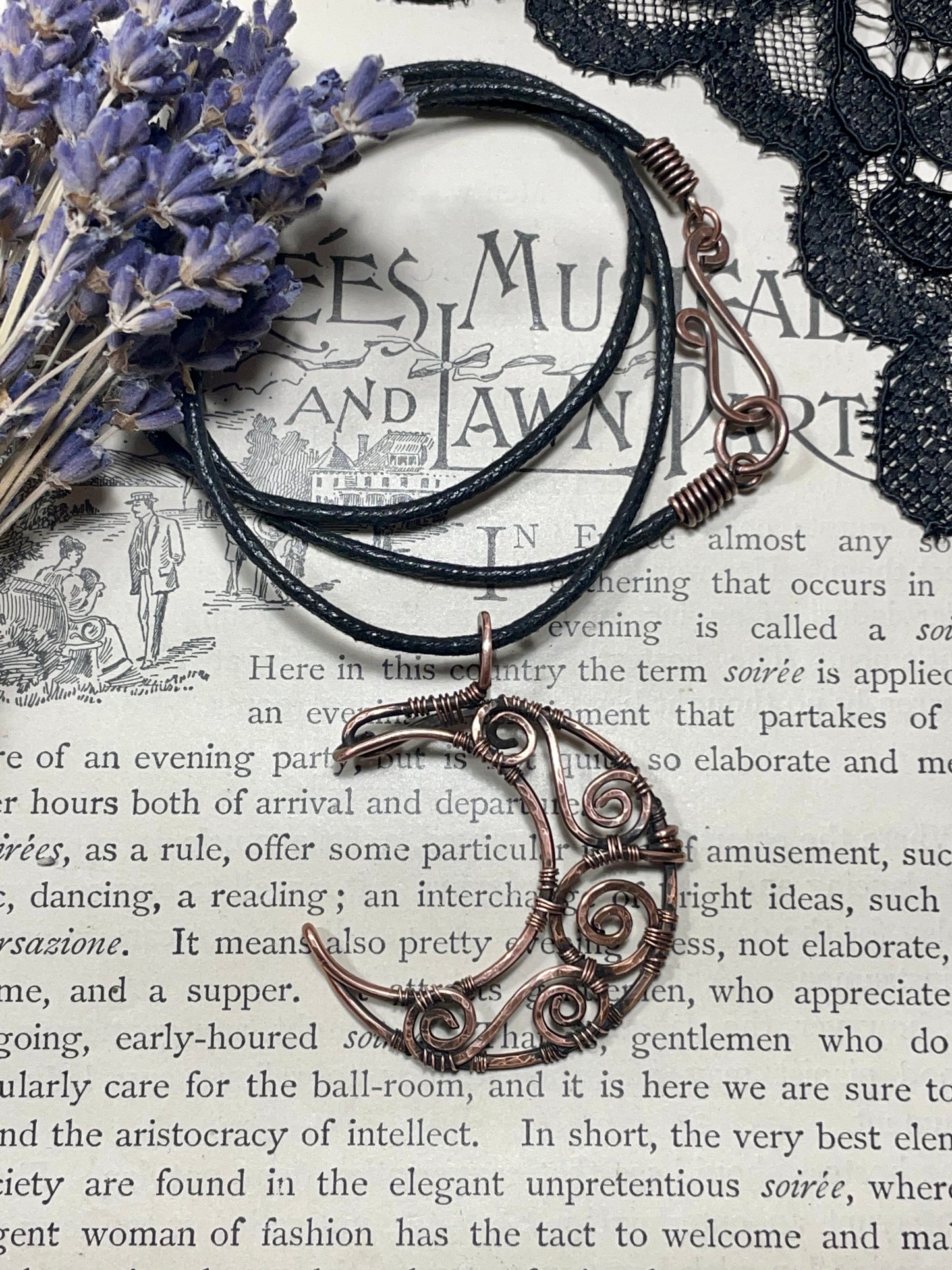 Copper Crescent Moon Pendant
