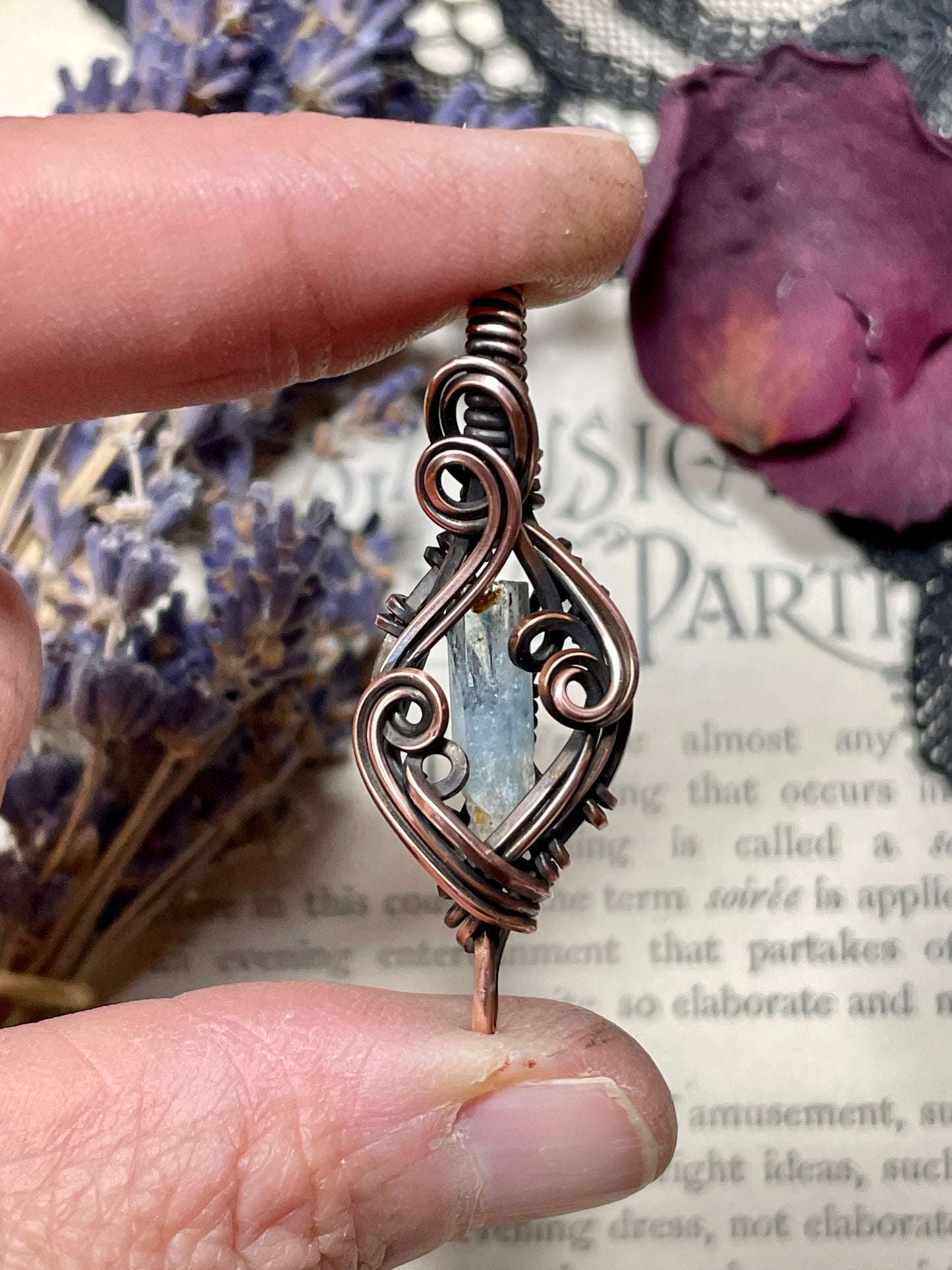 Aquamarine (Natural Raw Aquamarine Crystal) Pendant in Copper #2