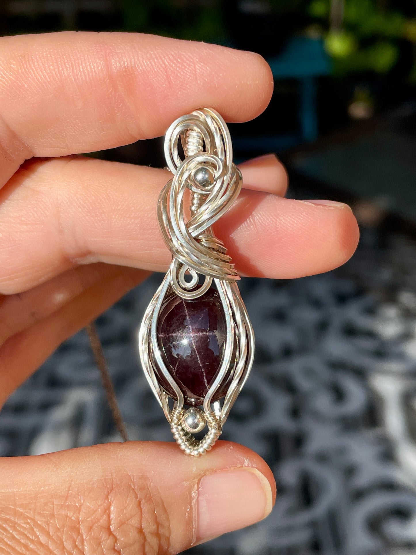 Garnet (Star Garnet) Pendant in Sterling Silver