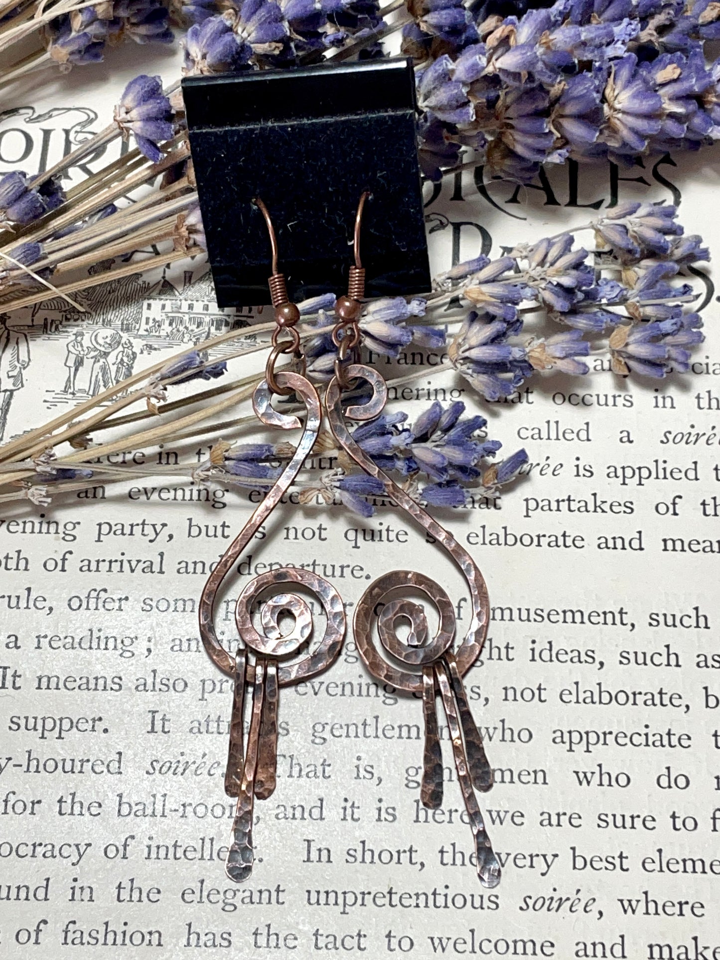 Copper Spiral fringe Earrings