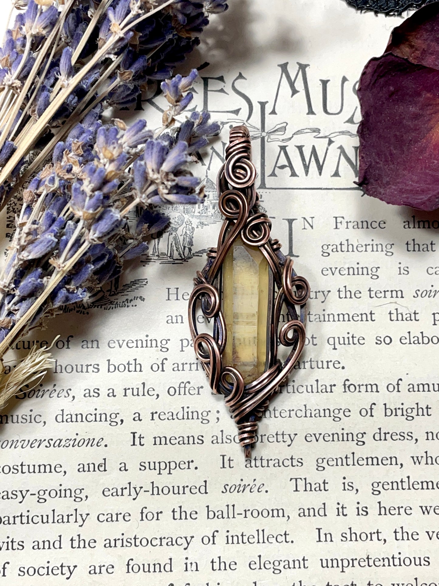 Citrine (Natural Raw Honey Citrine) Pendant in Copper