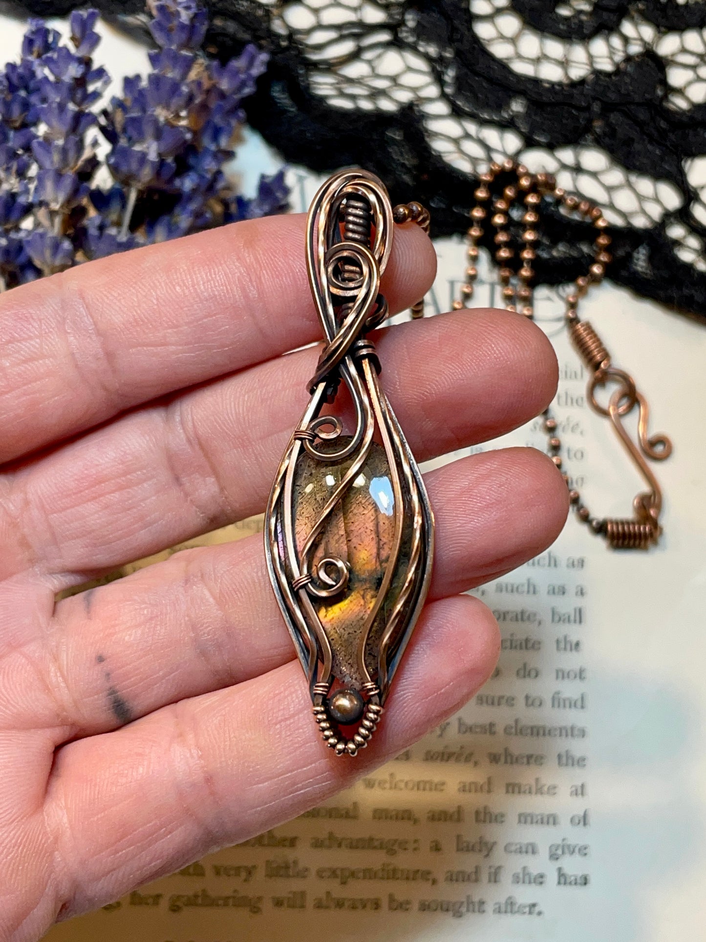 Labradorite Pendant in Copper