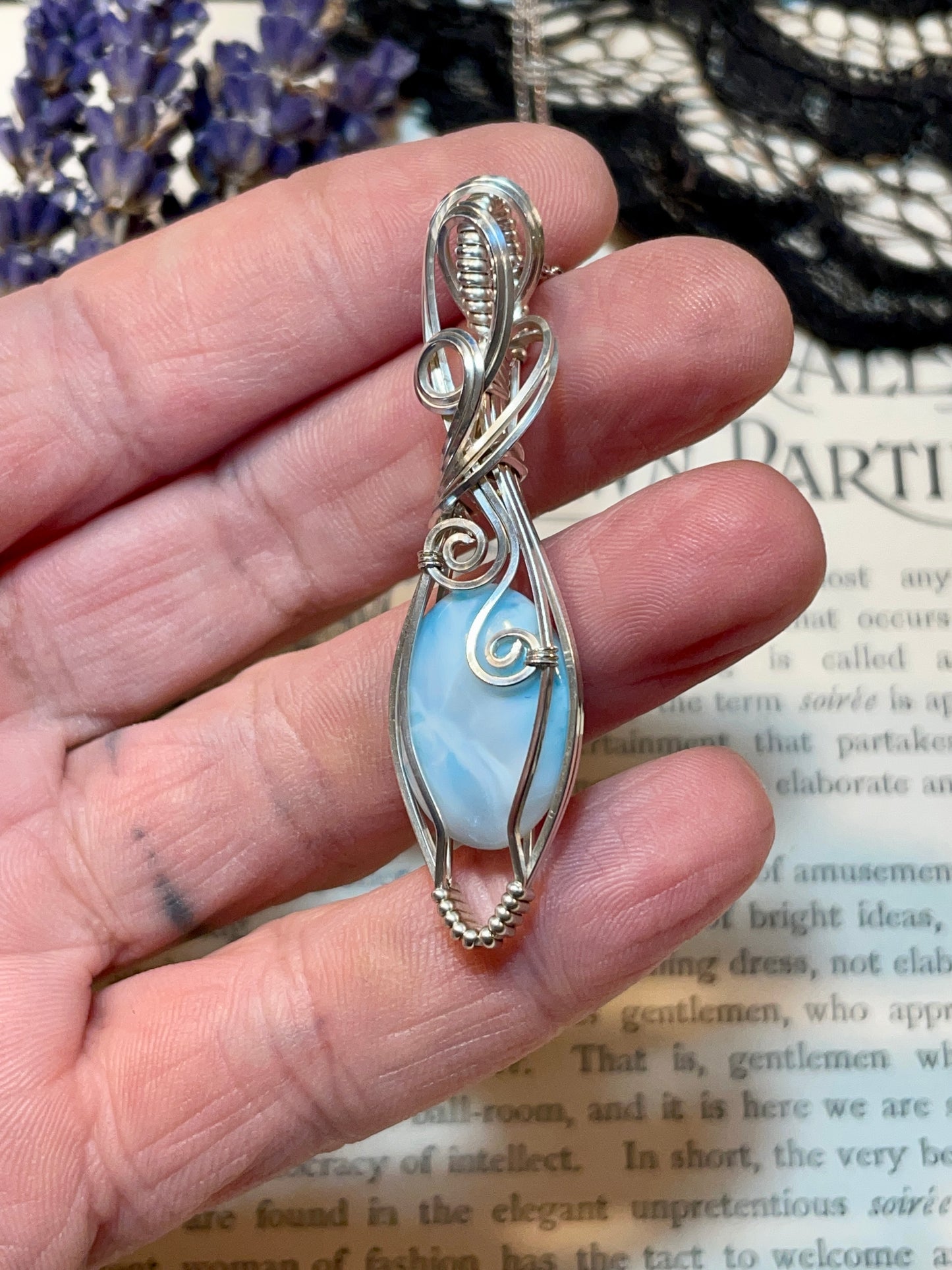 Larimar Pendant in Sterling Silver