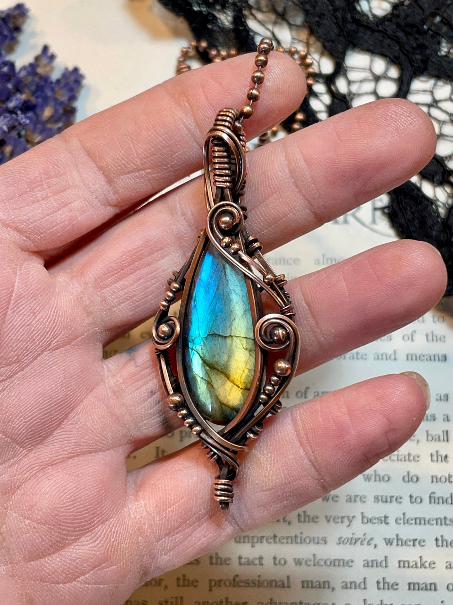 Labradorite Pendant in Copper