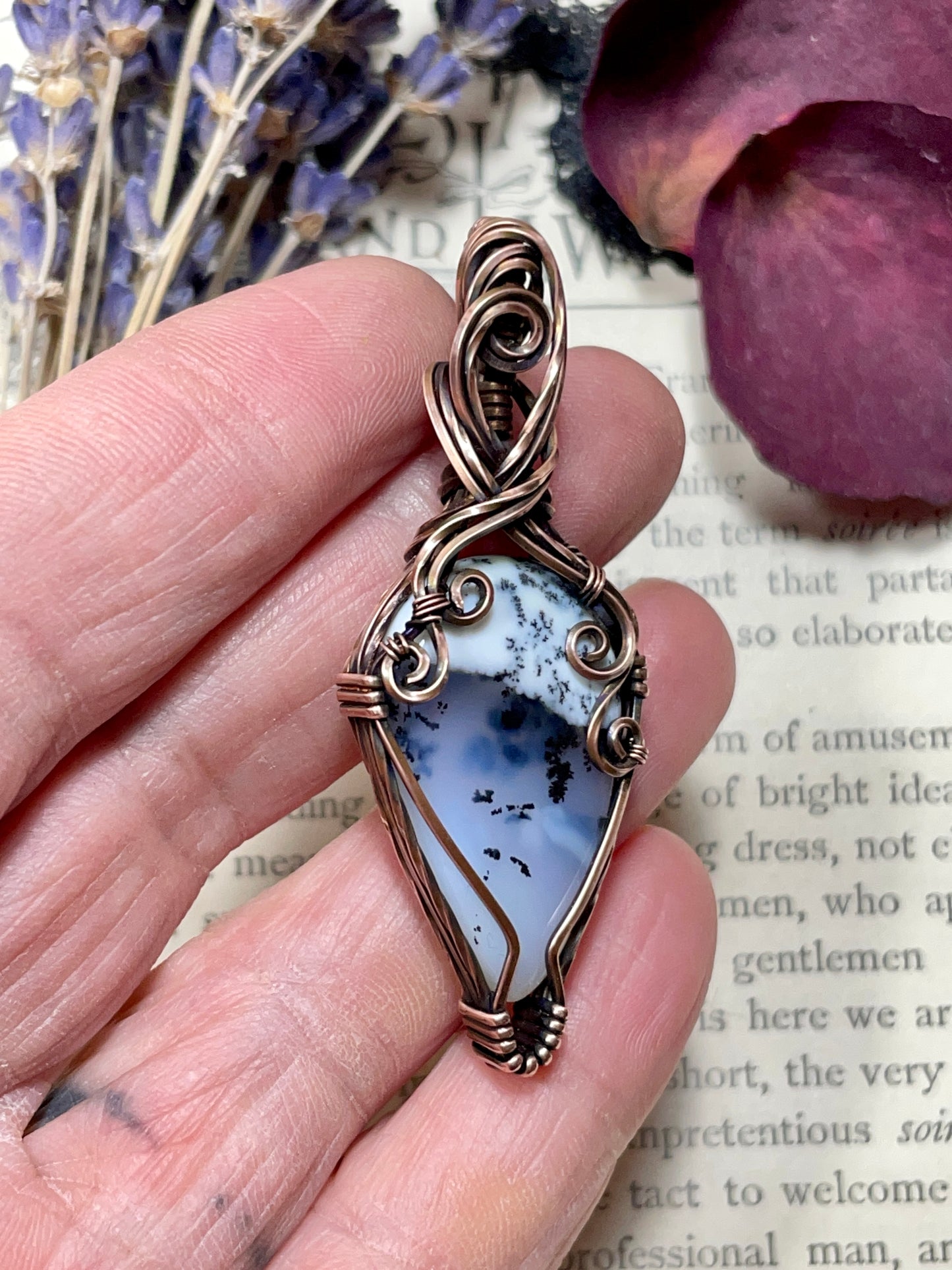 Merlinite (Dendritic Agate) Pendant in Copper