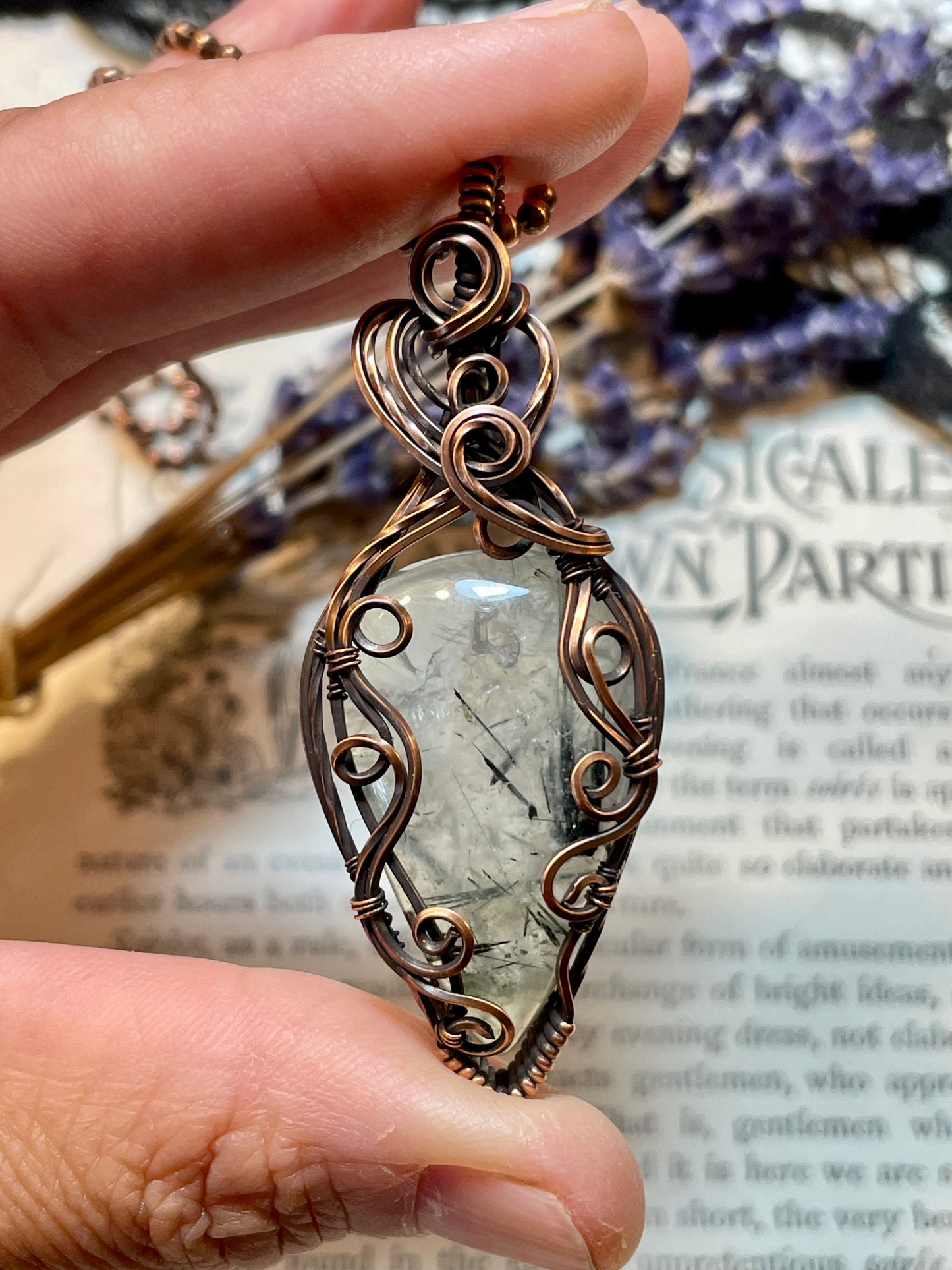 Prehnite Pendant in Copper