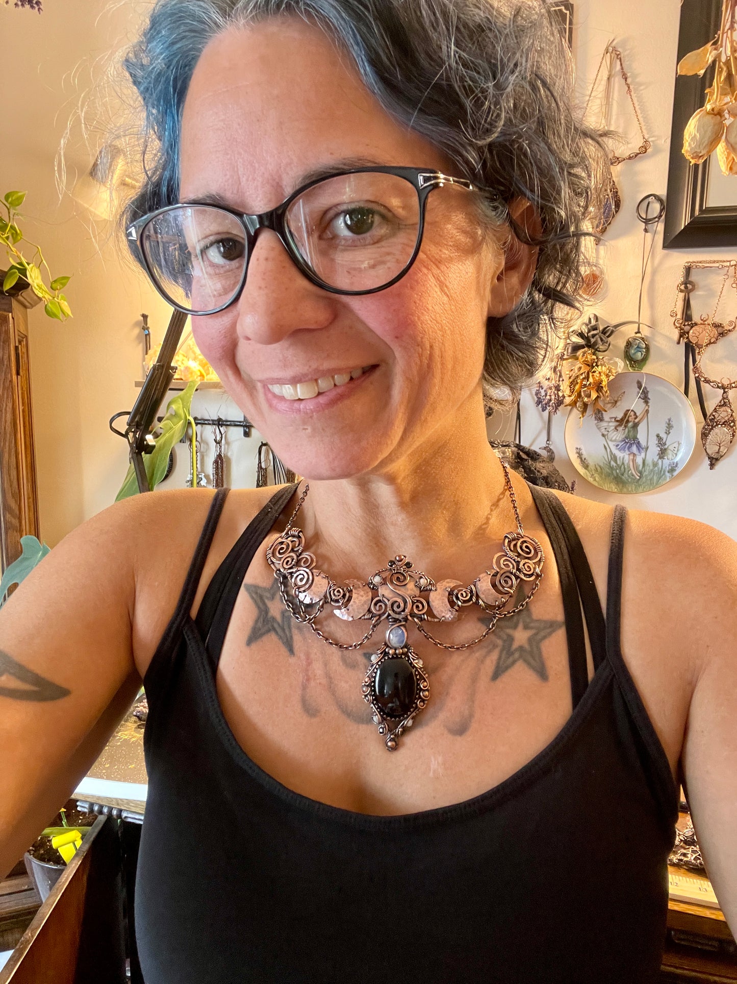 Onyx Lunar Goddess Collar in Copper