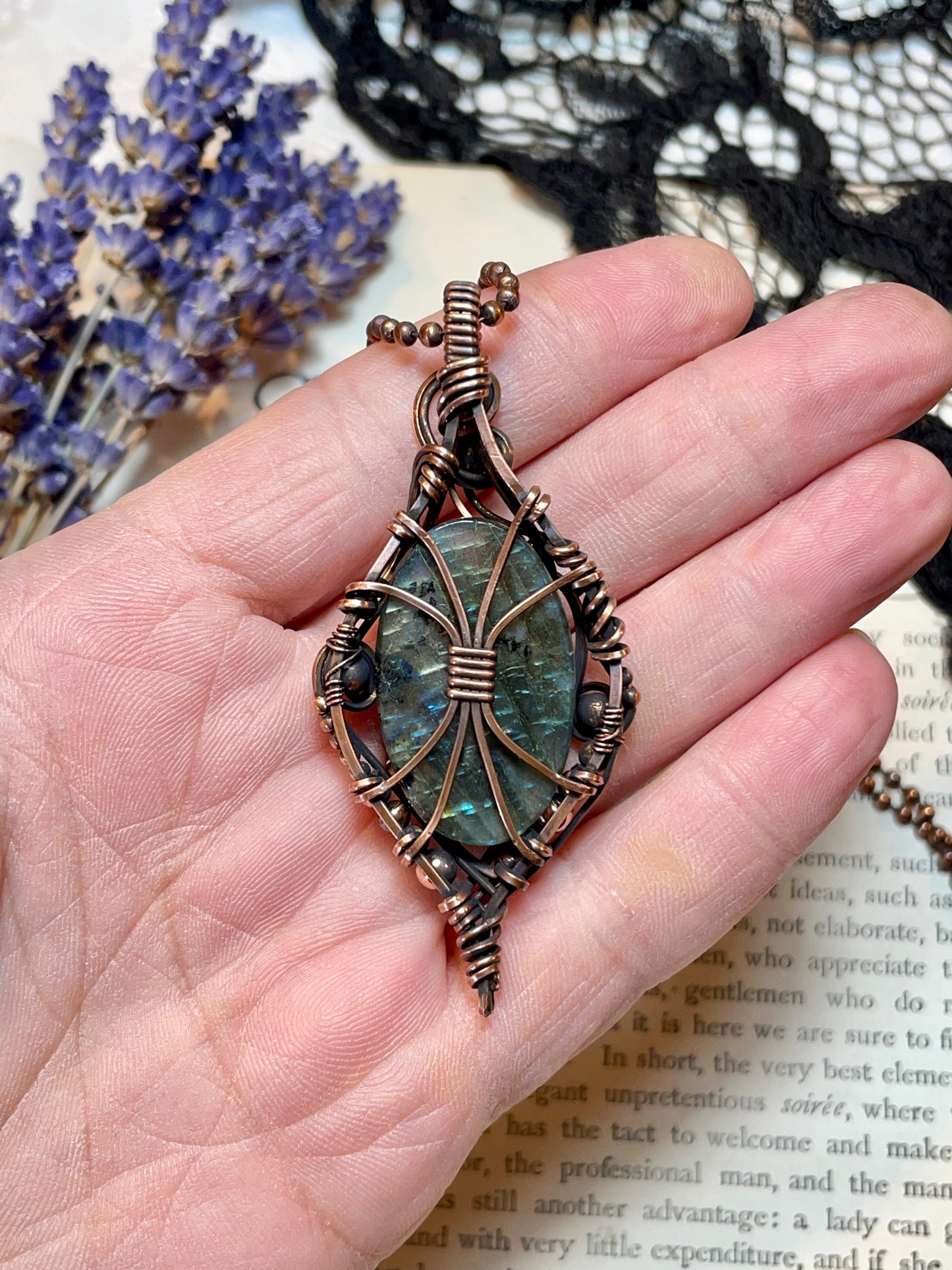 Labradorite Pendant in Copper