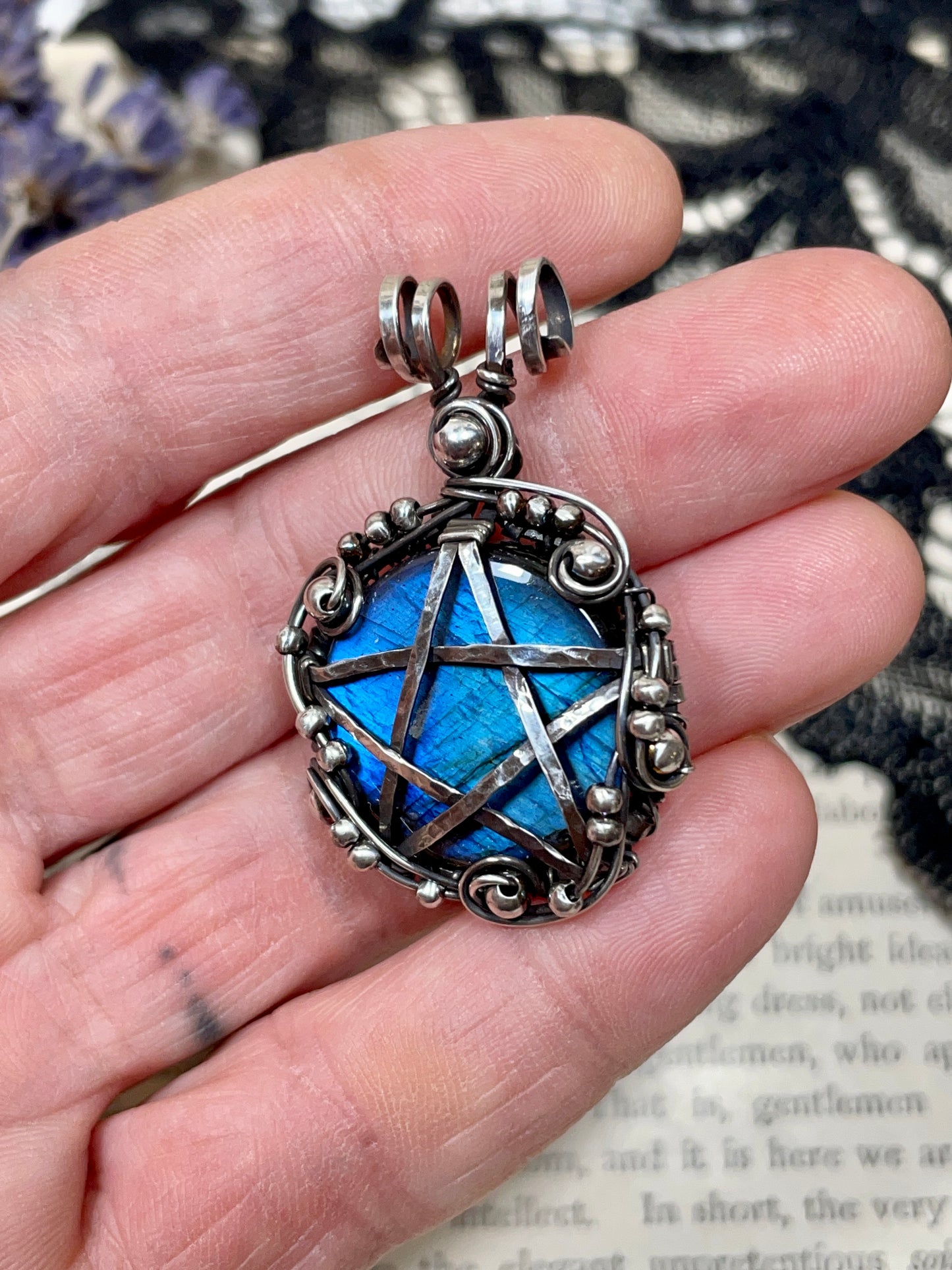 Labradorite Pentacle Pendant in Sterling Silver