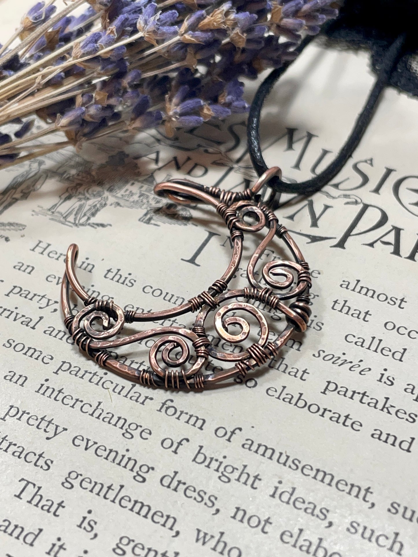 Copper Crescent Moon Pendant