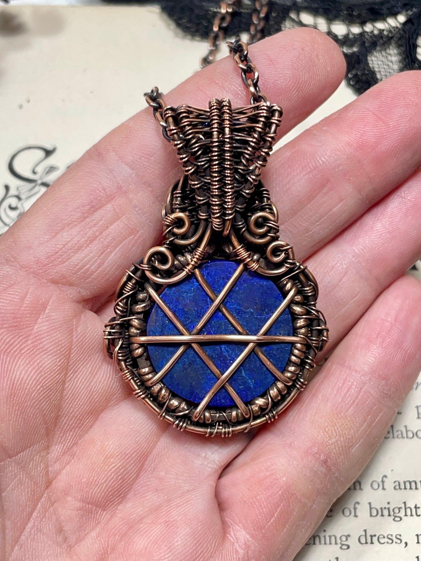 Lapis Lazuli Pentacle Pendant in Copper