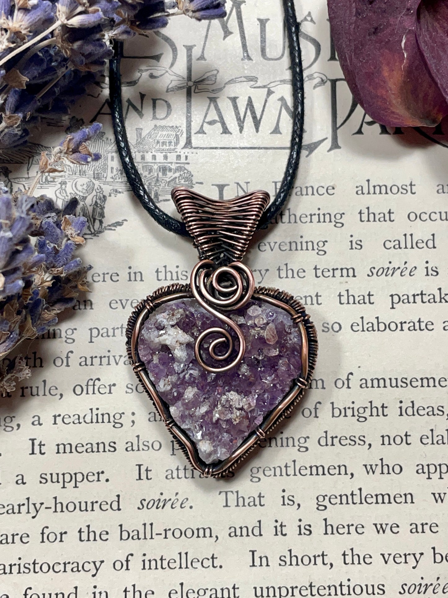 Amethyst Heart (Thunder Bay, Ontario Amethyst Cluster) in Copper
