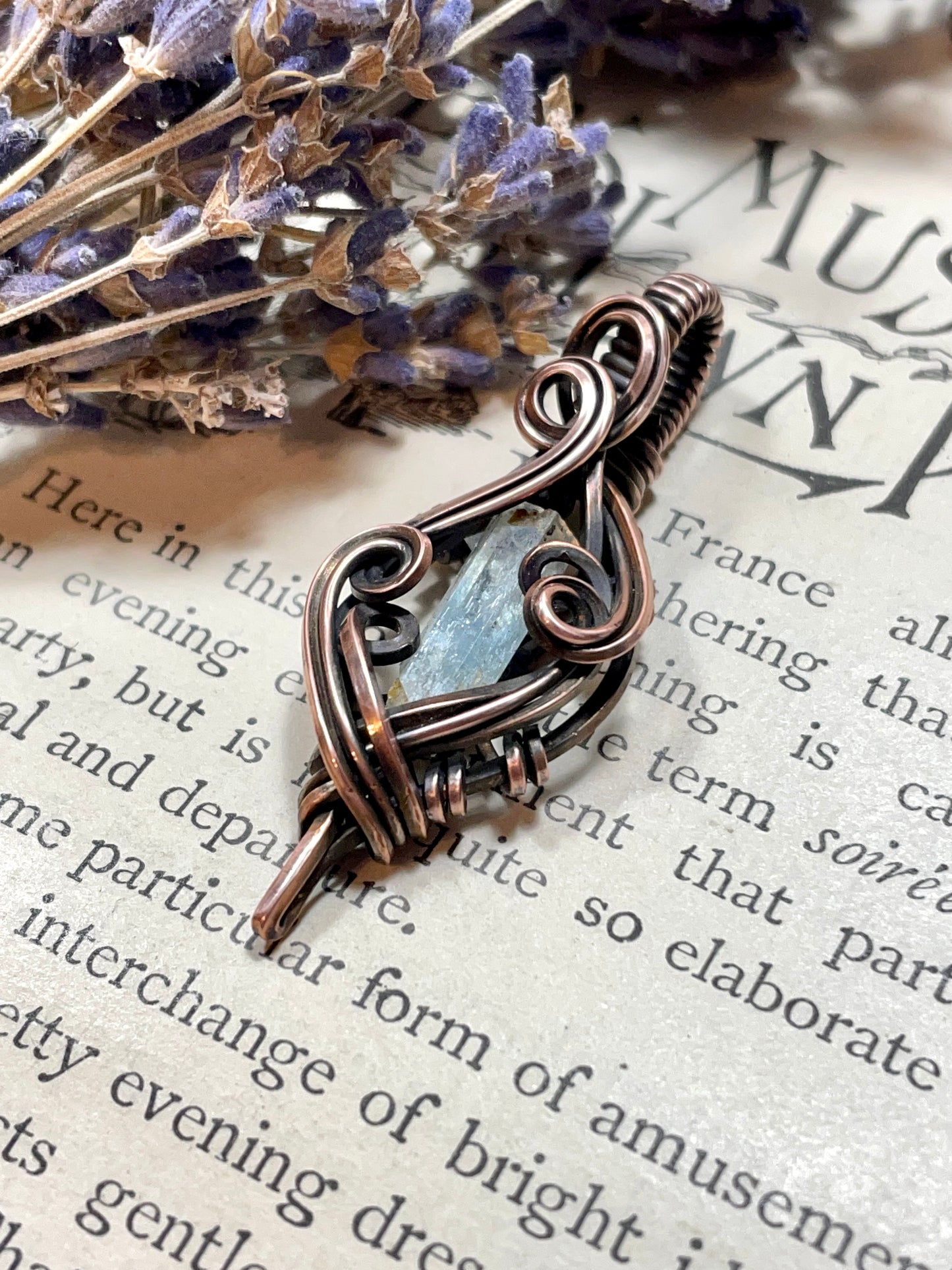 Aquamarine (Natural Raw Aquamarine Crystal) Pendant in Copper #2