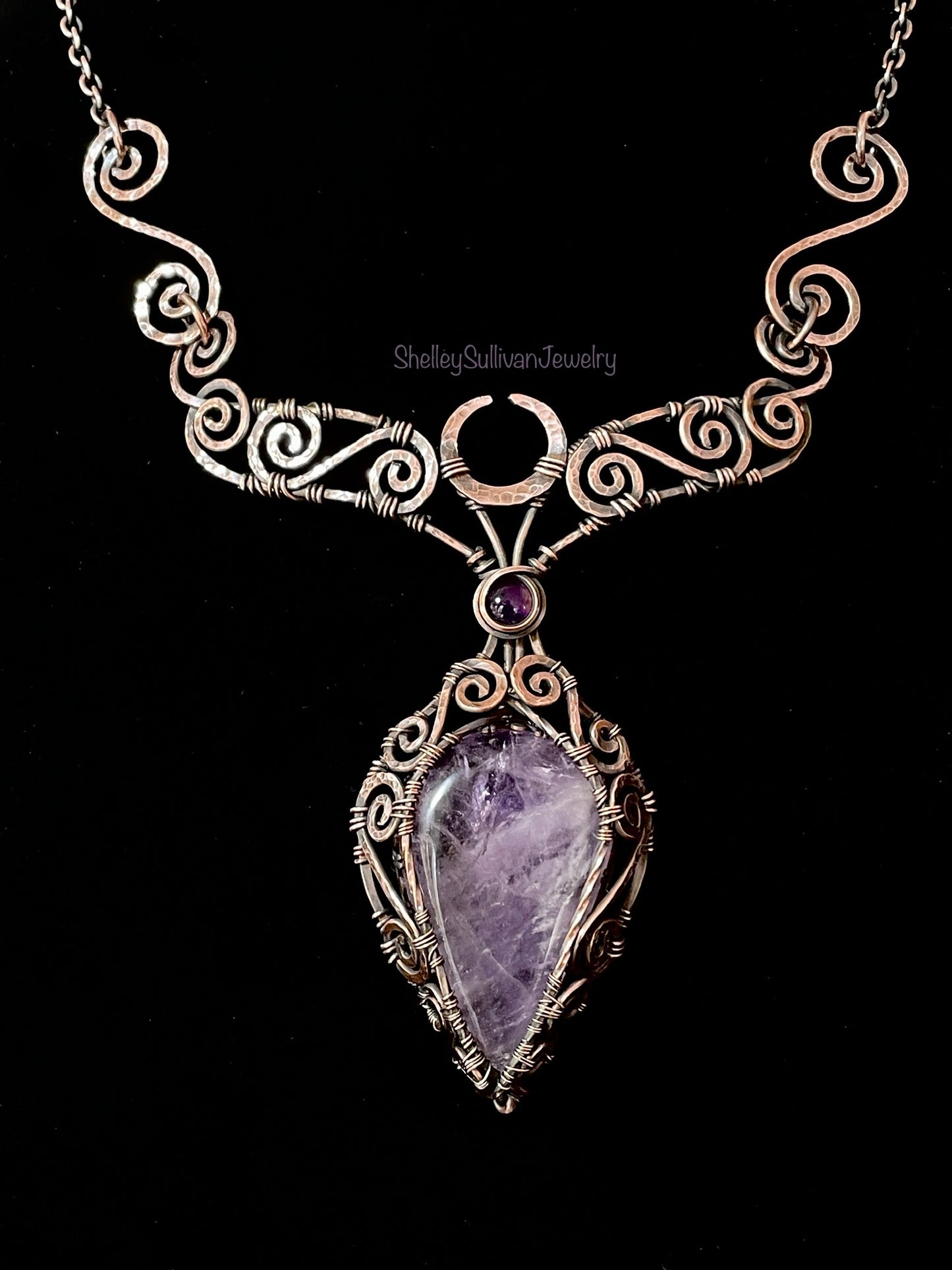 Ametrine/Amethyst Collar Amulet in Copper