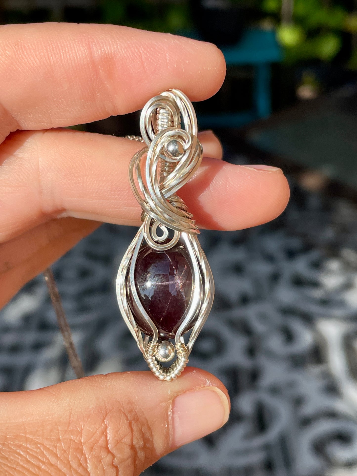 Garnet (Star Garnet) Pendant in Sterling Silver