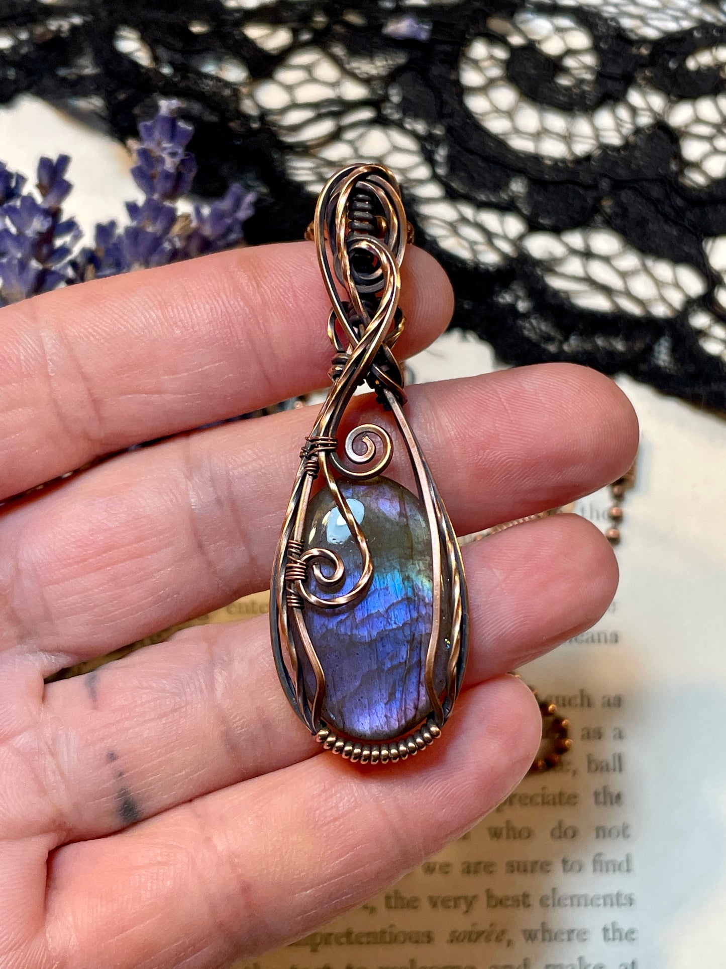 Labradorite Pendant in Copper