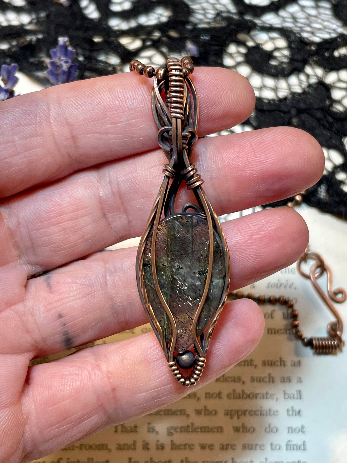 Labradorite Pendant in Copper