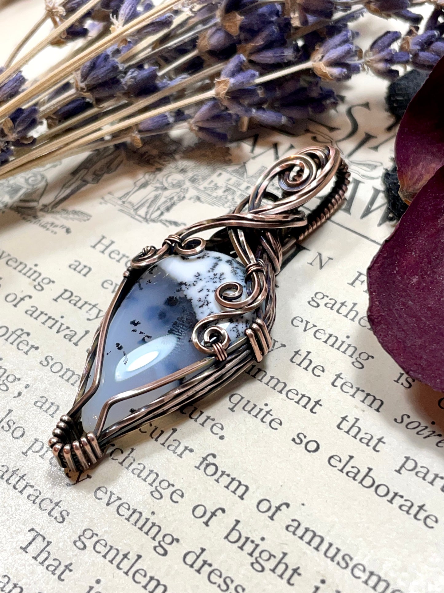 Merlinite (Dendritic Agate) Pendant in Copper
