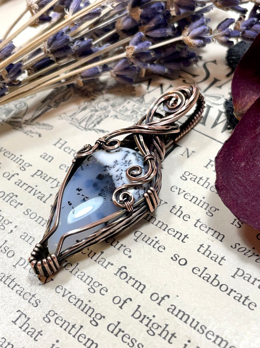 Merlinite (Dendritic Agate) Pendant in Copper