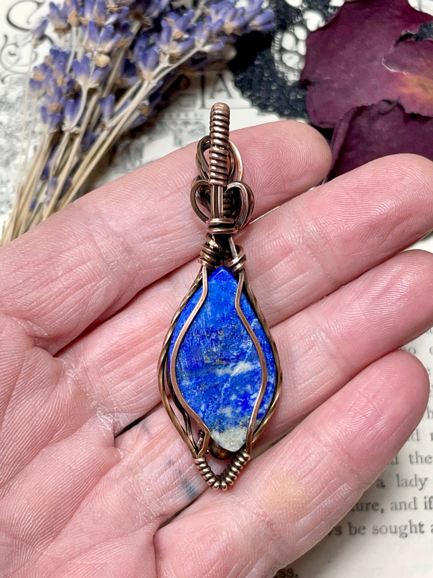Lapis Lazuli Pendant in Copper