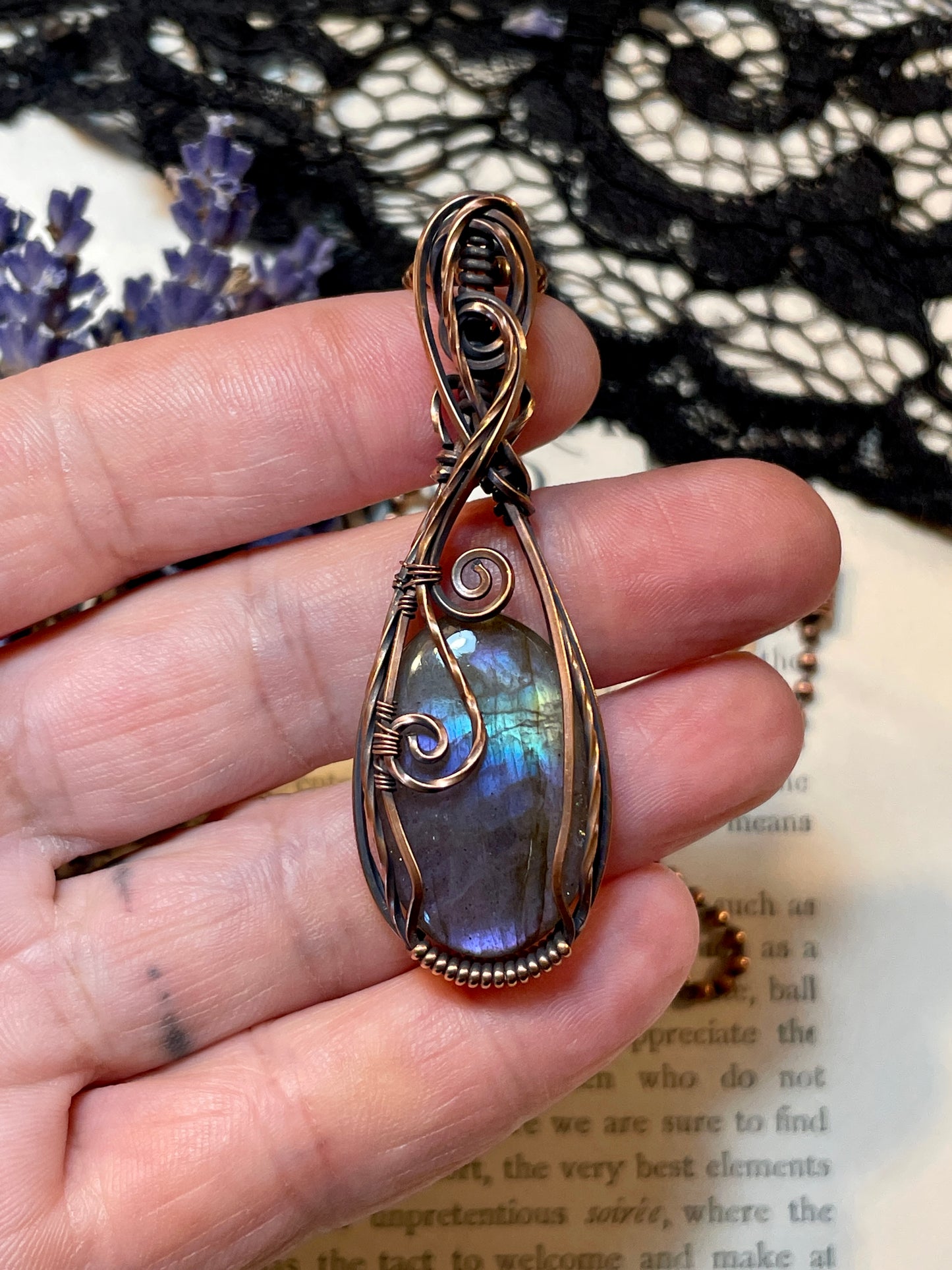 Labradorite Pendant in Copper