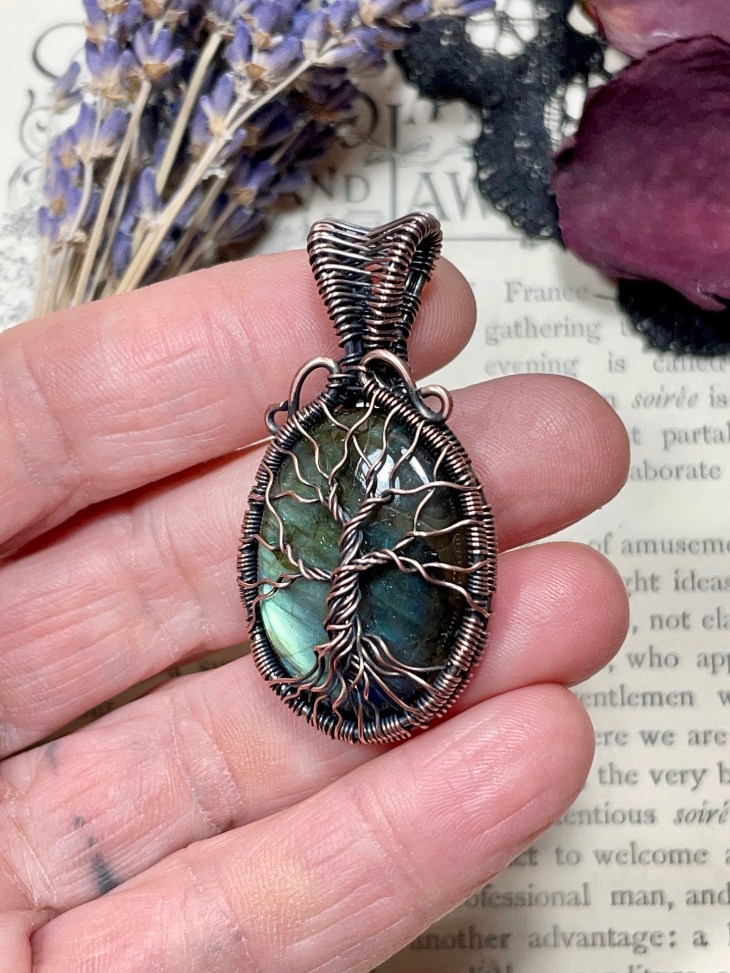 Labradorite Tree of Life Pendant in Copper