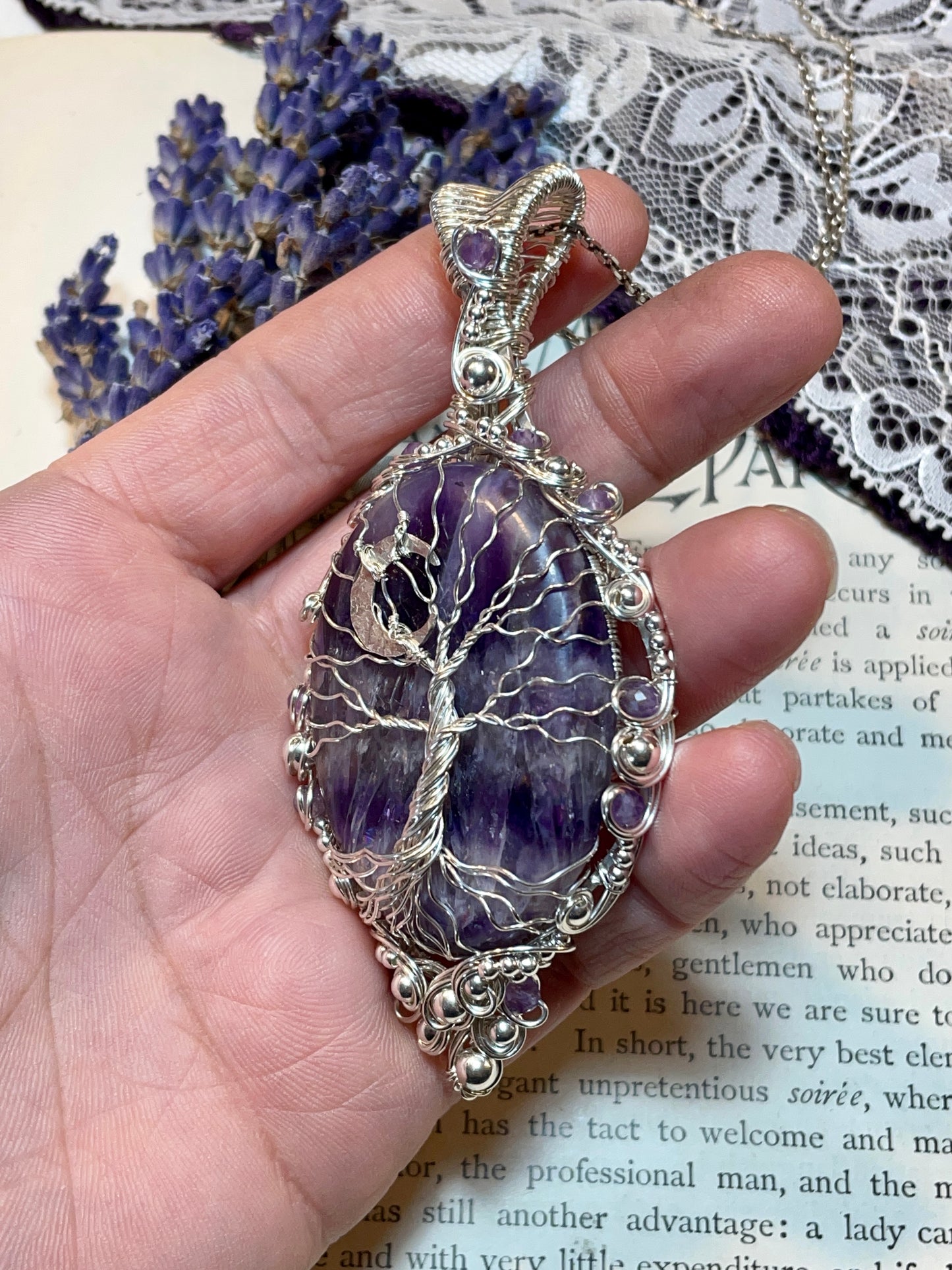 Amethyst Tree of Life Pendant in Sterling Silver