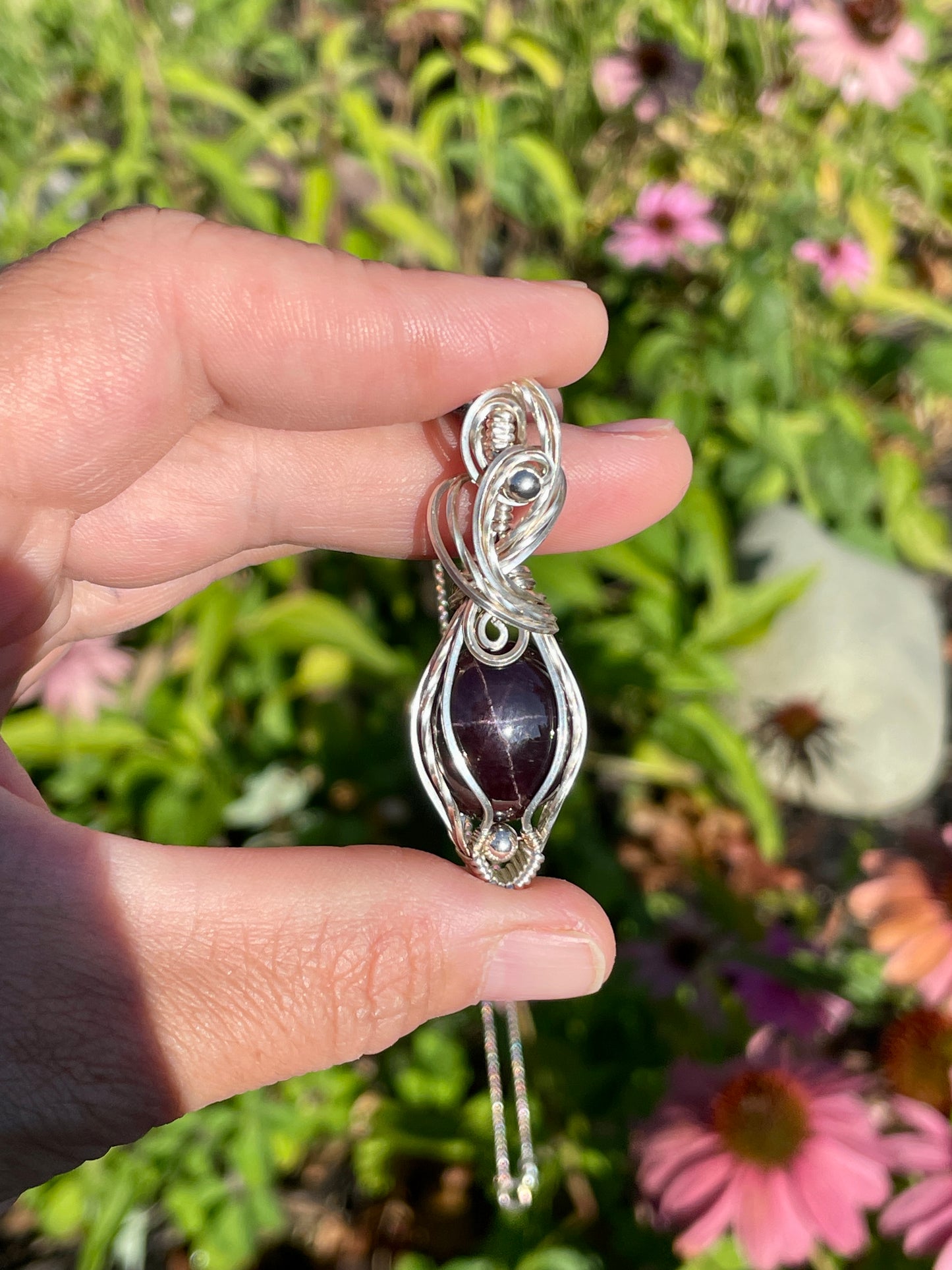 Garnet (Star Garnet) Pendant in Sterling Silver