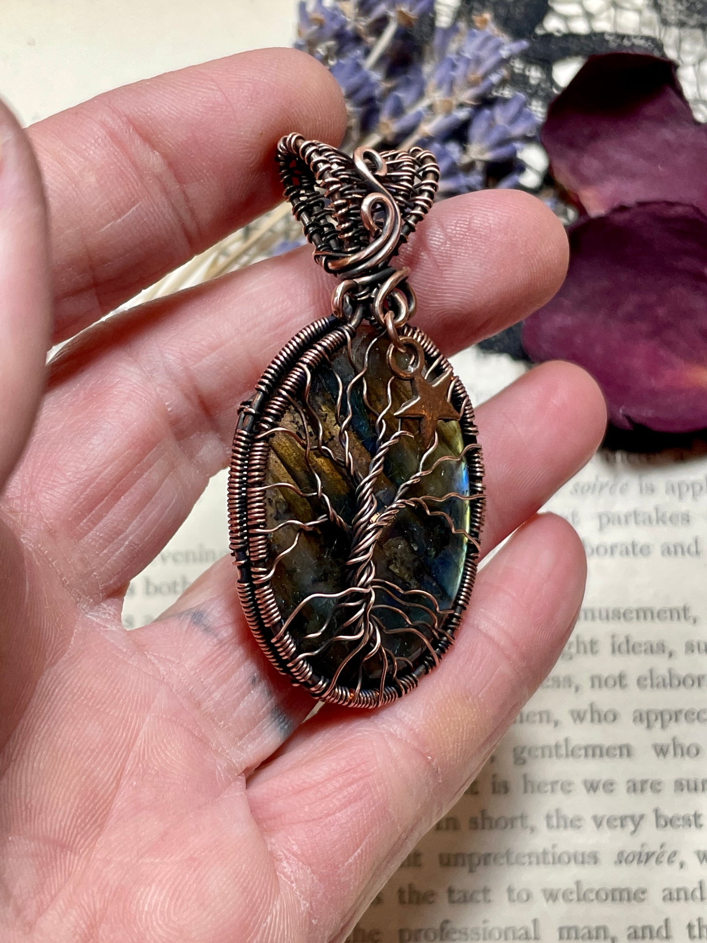 Labradorite Tree of Life Pendant in Copper