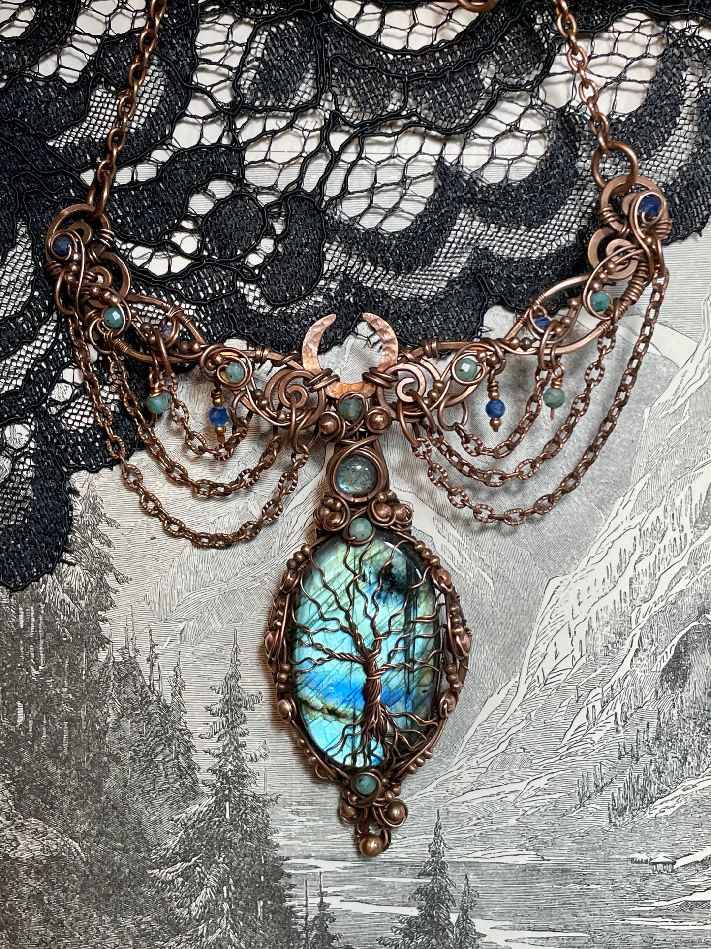 Labradorite Tree of Life Collar in Copper