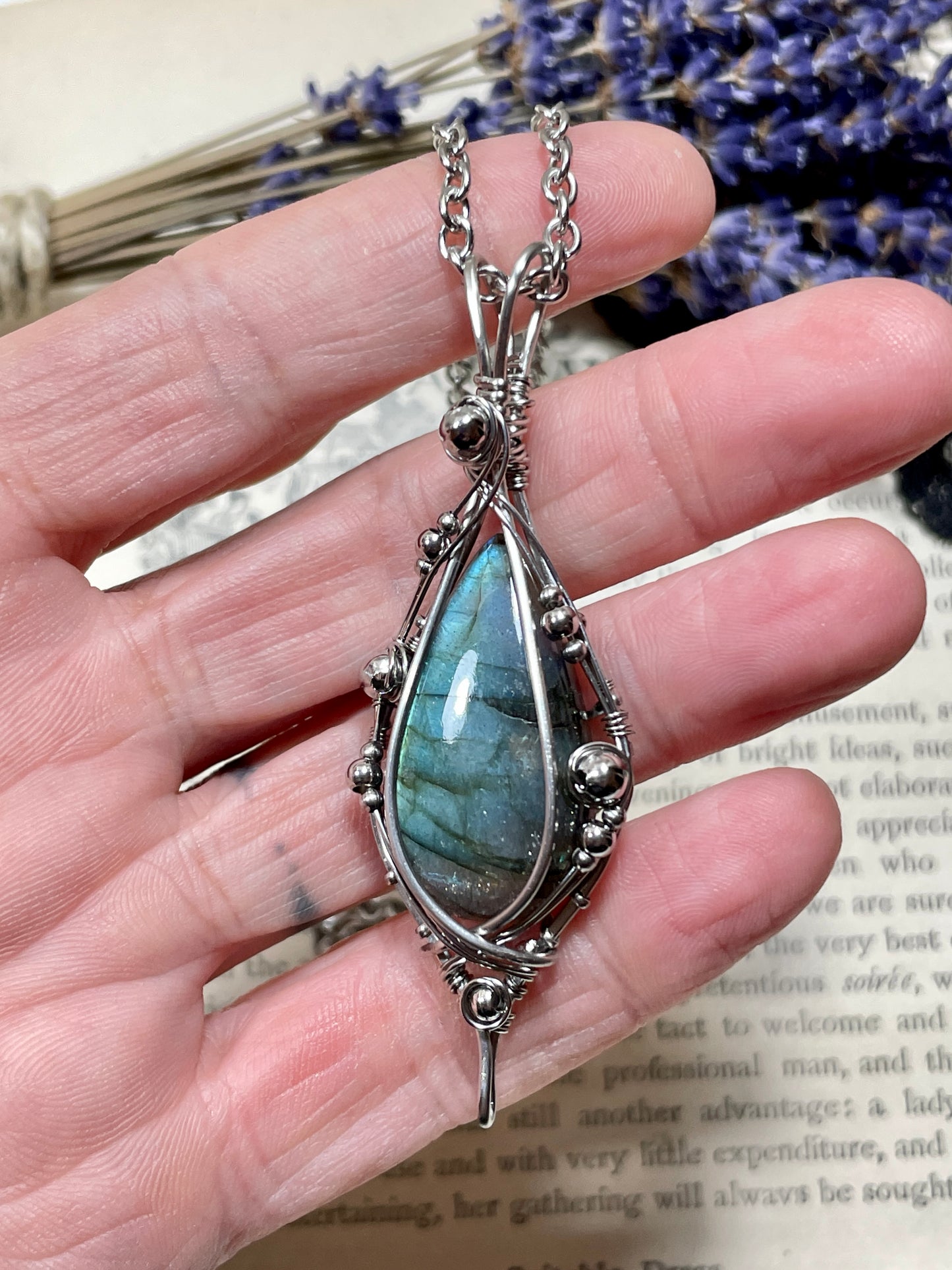 Labradorite Pendant in Stainless Steel
