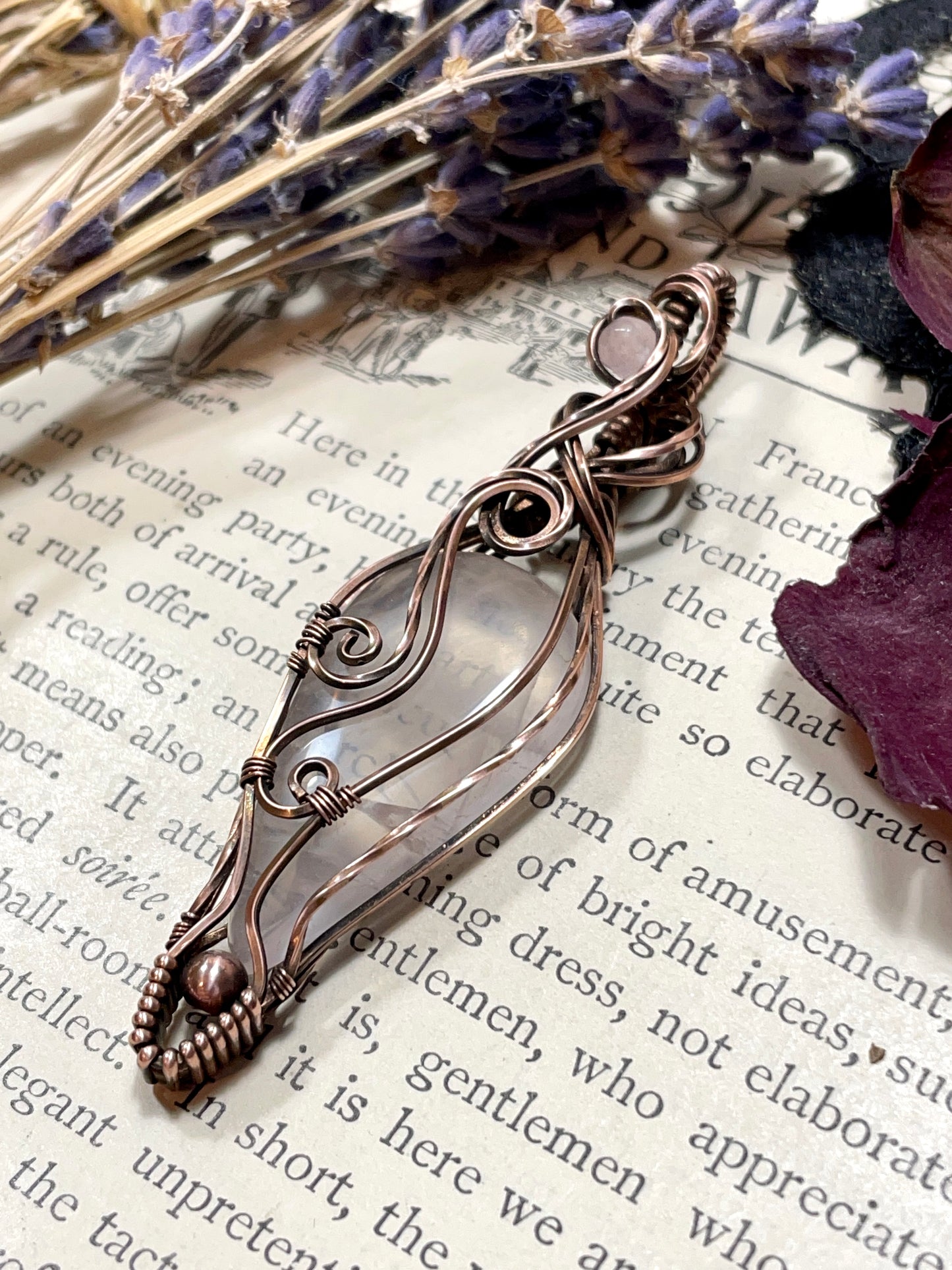 Rose Quartz Pendant in Copper