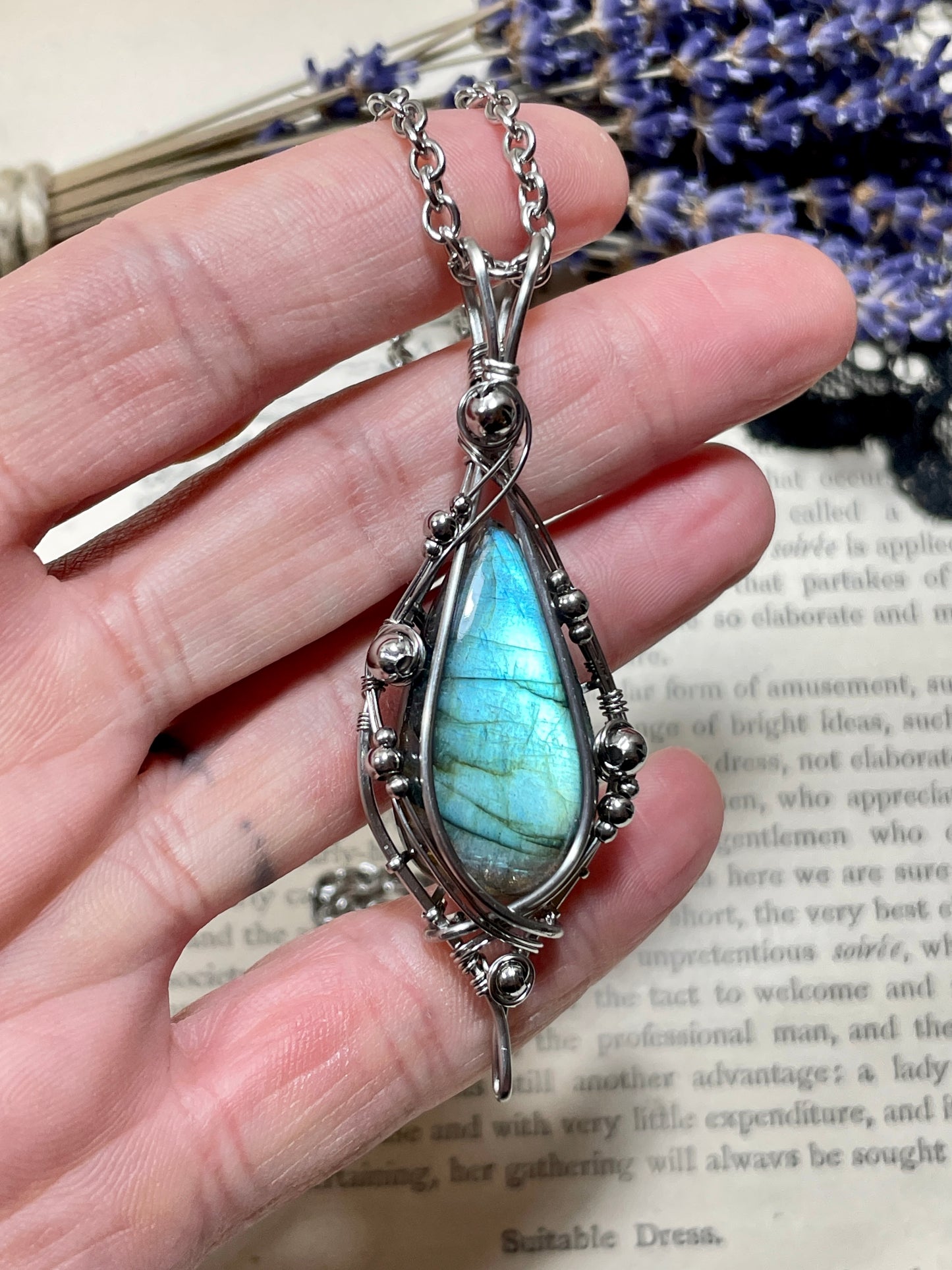 Labradorite Pendant in Stainless Steel