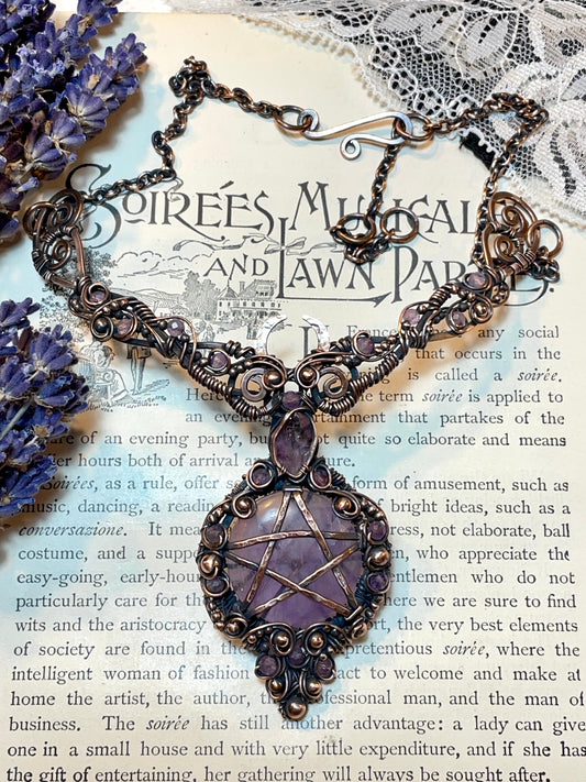 Amethyst Pentacle Collar in Copper