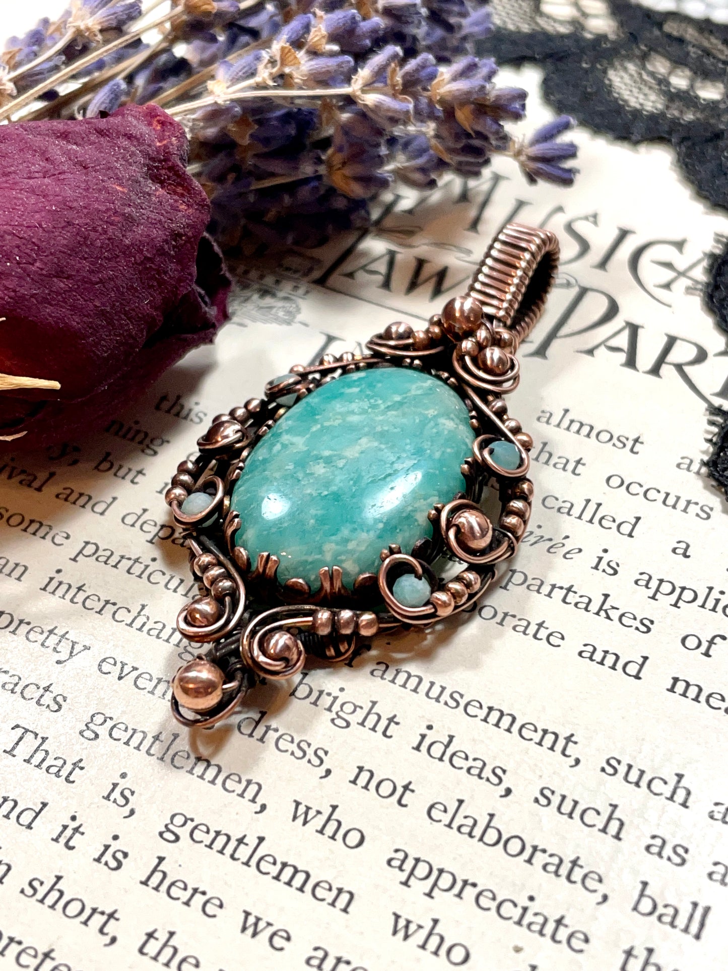 Amazonite Pendant in Copper