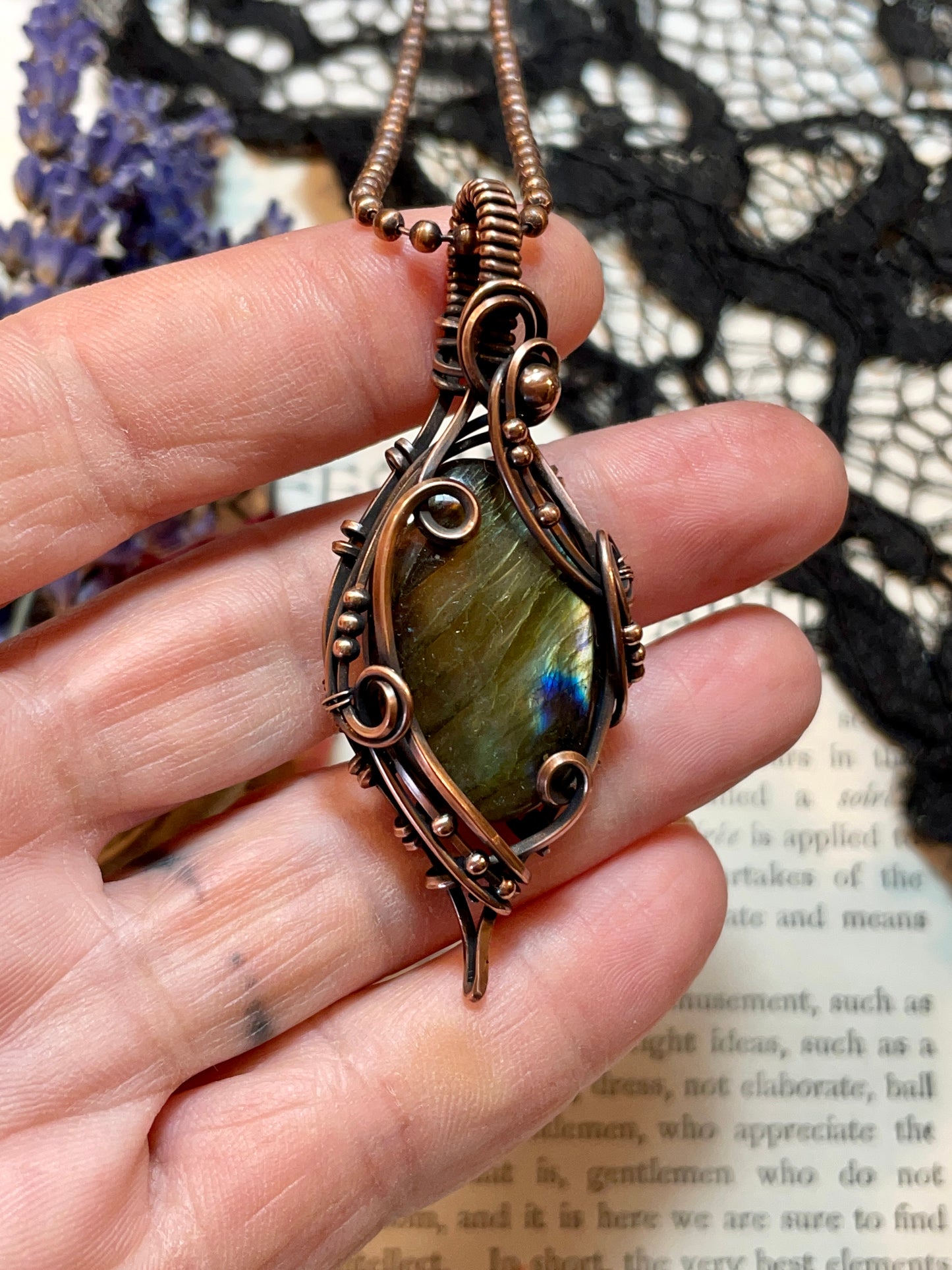 Labradorite Pendant in Copper