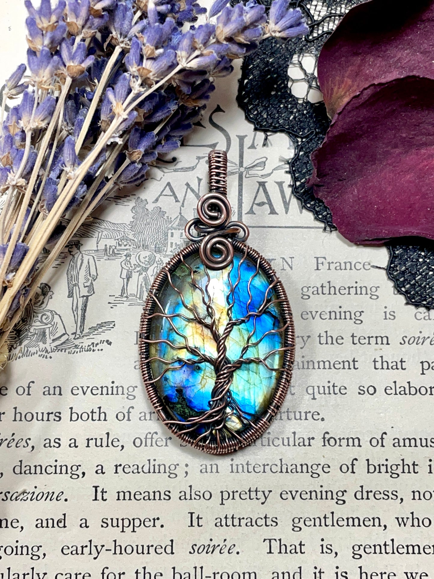 Labradorite Tree of Life Pendant in Copper