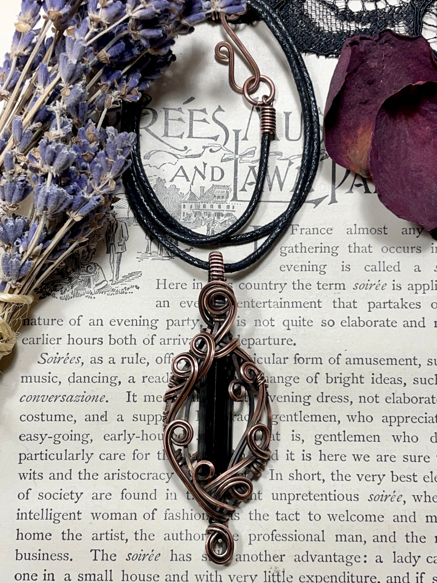 Tourmaline (Natural Black Tourmaline Crystal) Pendant in Copper