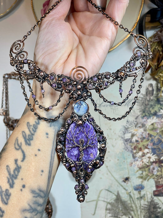 Charoite Tree Spirit Collar in Copper