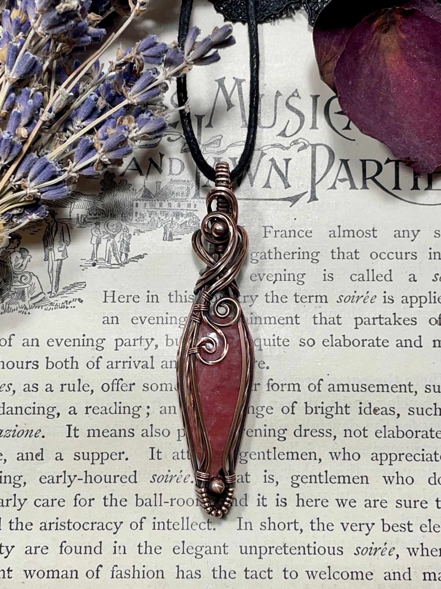 Rhodochrosite Pendant in Copper