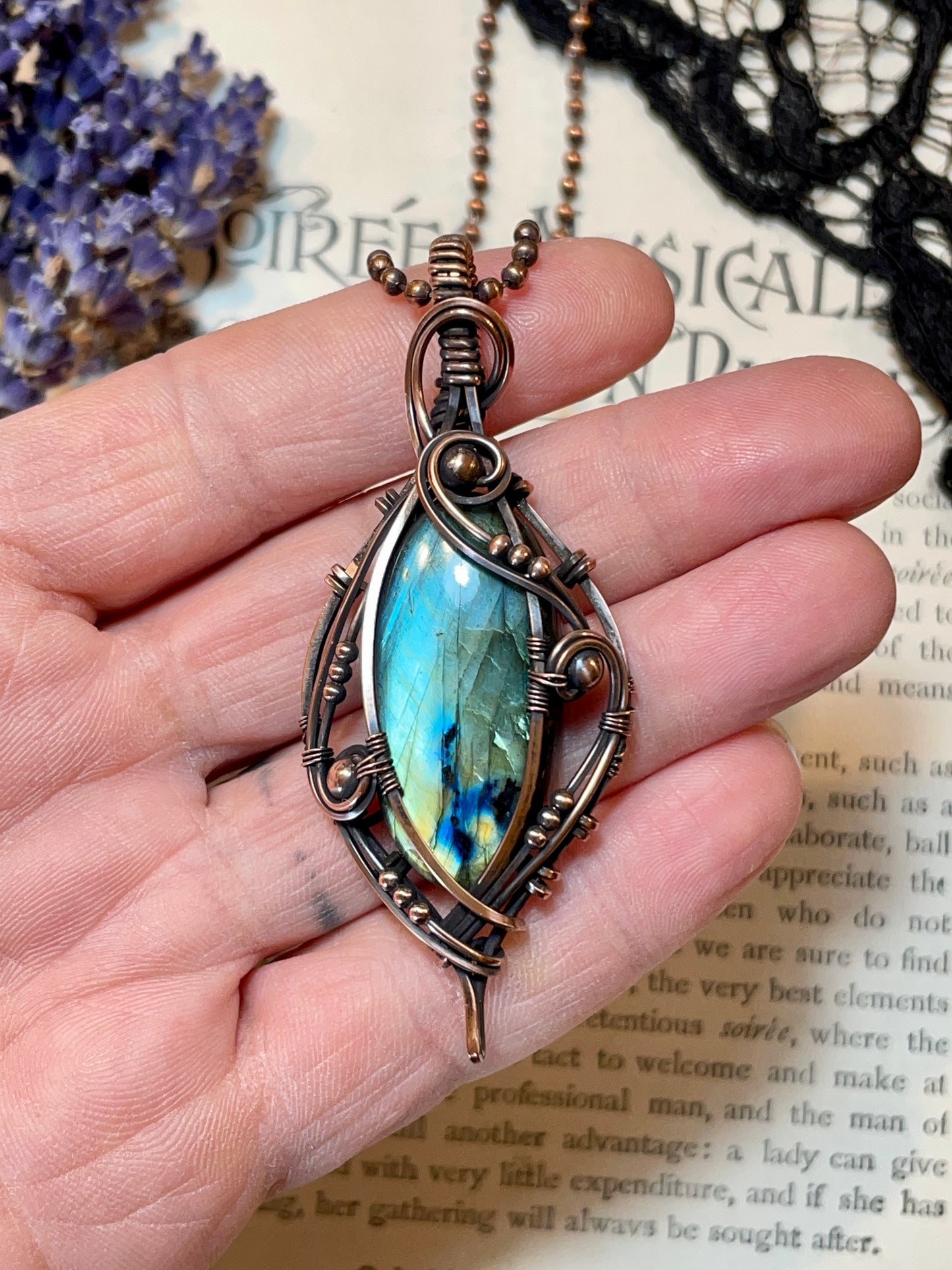 Labradorite Pendant in Copper