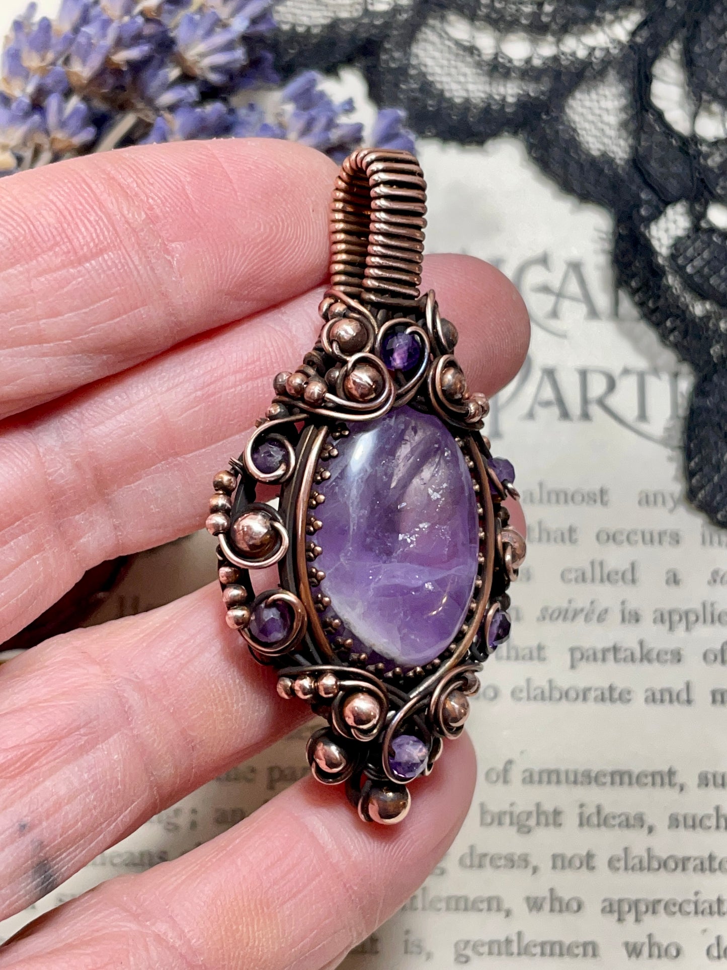 Amethyst (Thunder Bay, Ontario Amethyst) in Copper