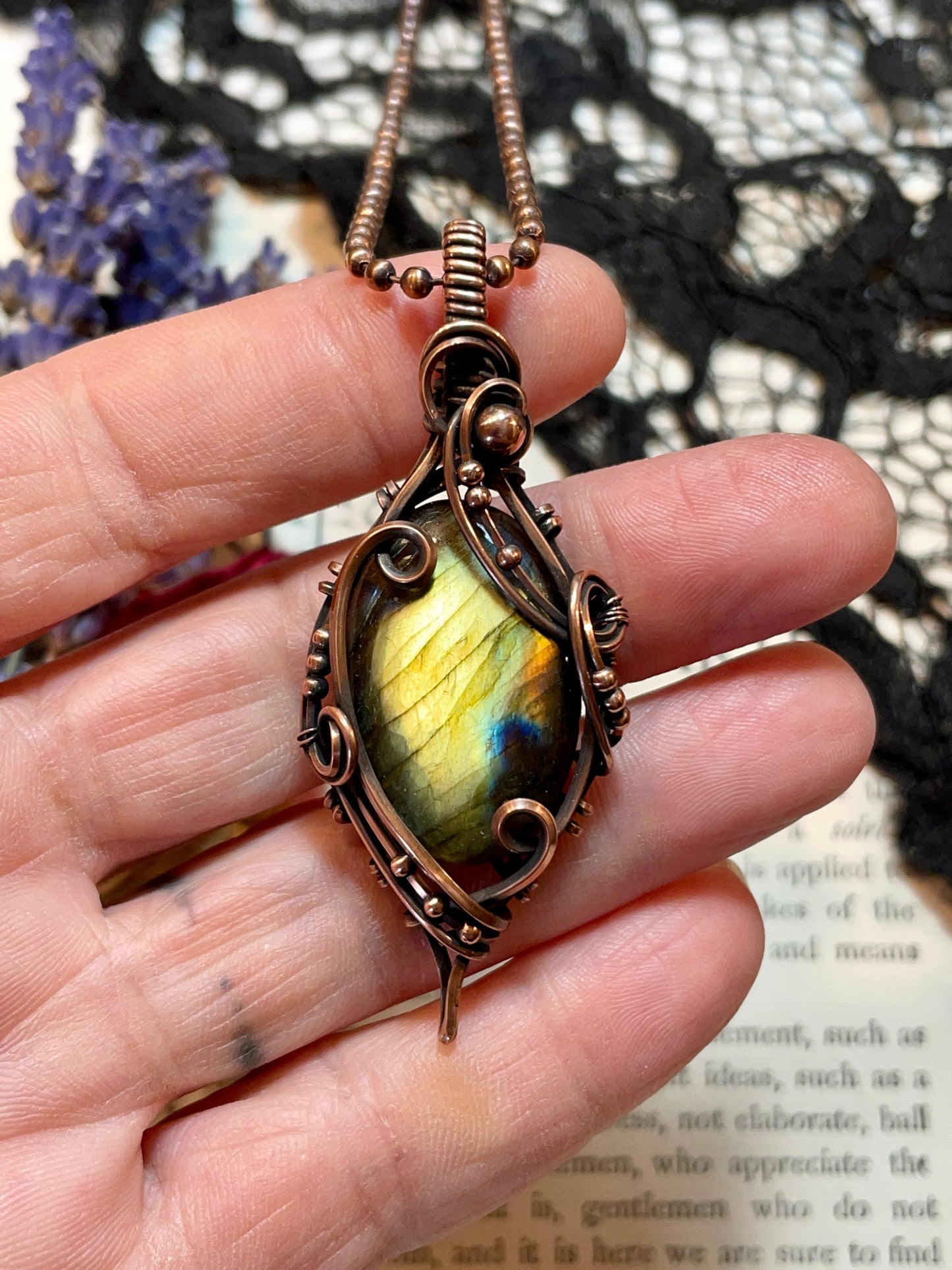 Labradorite Pendant in Copper