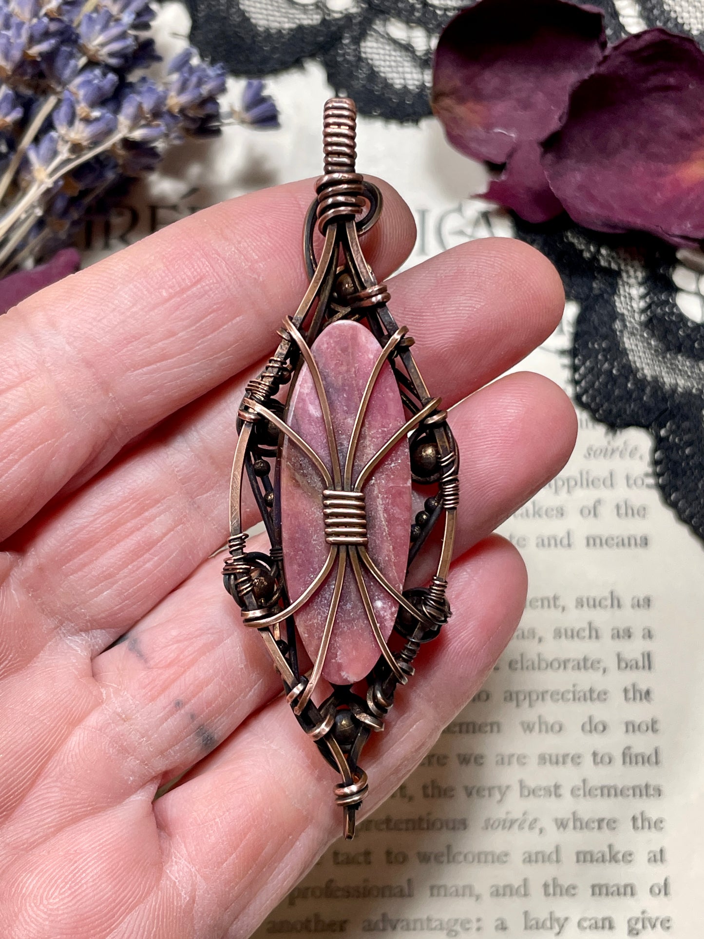 Rhodonite Pendant in Copper