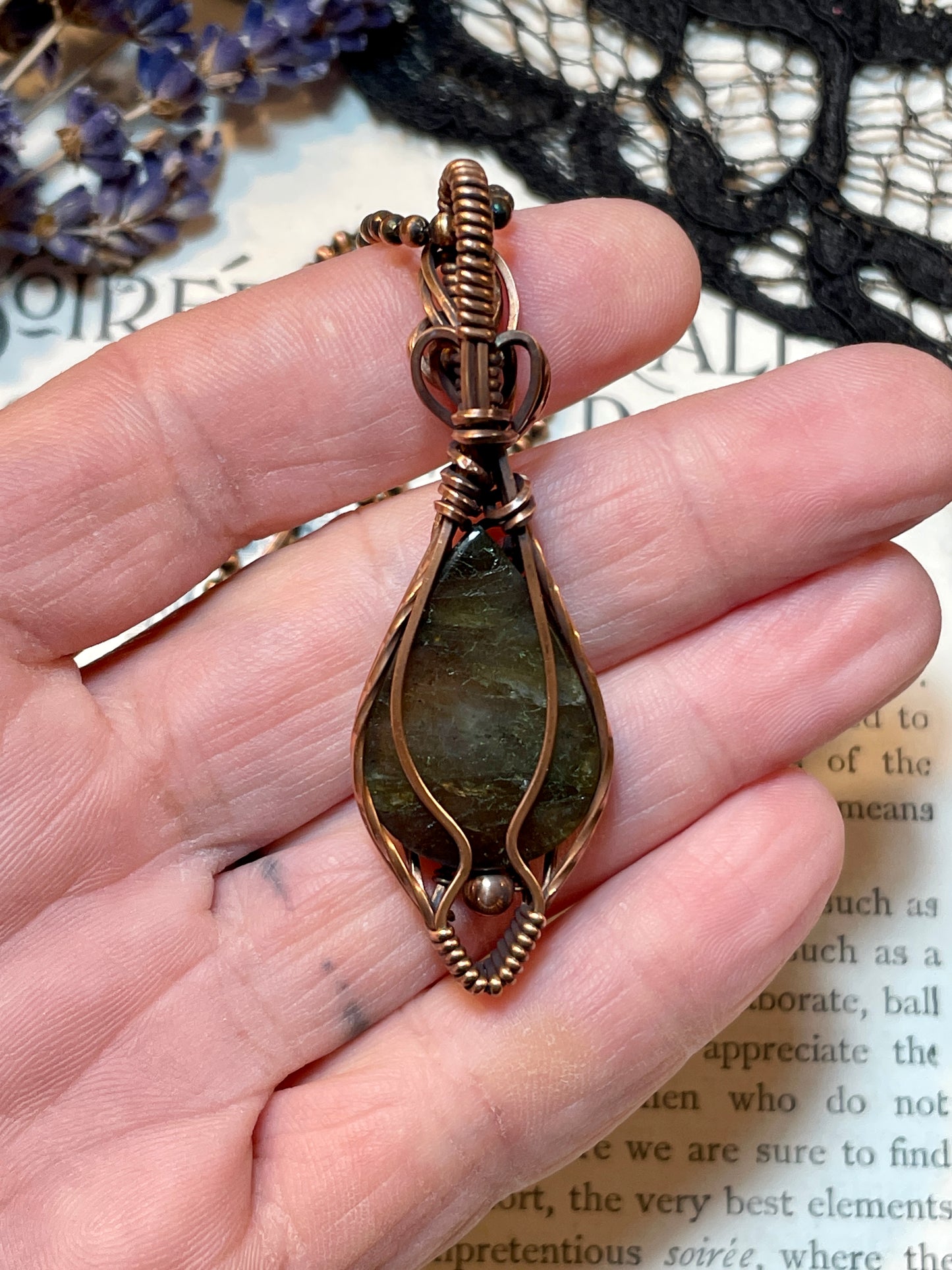 Labradorite Pendant in Copper